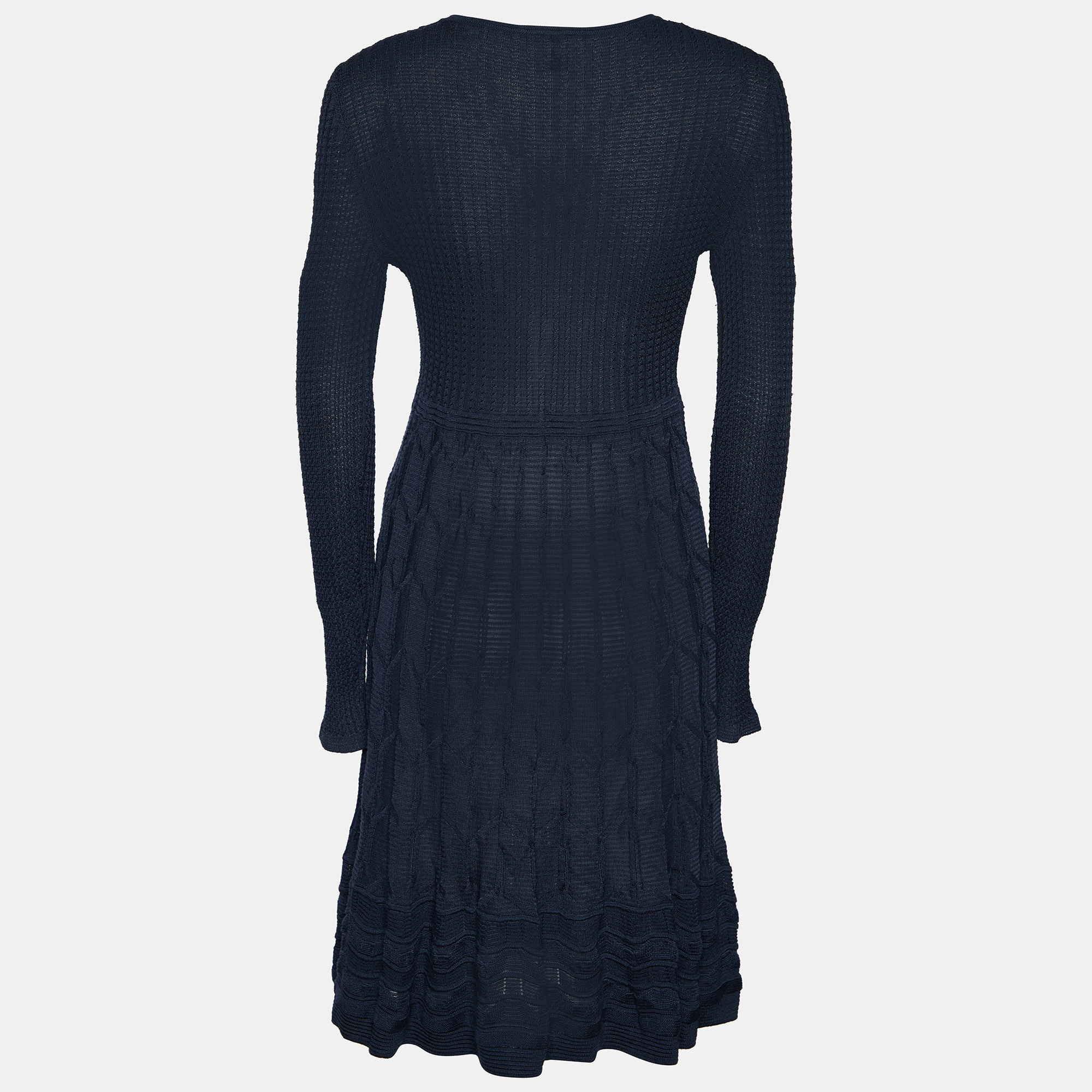 

Missoni Navy Blue Patterned Knit Midi Dress