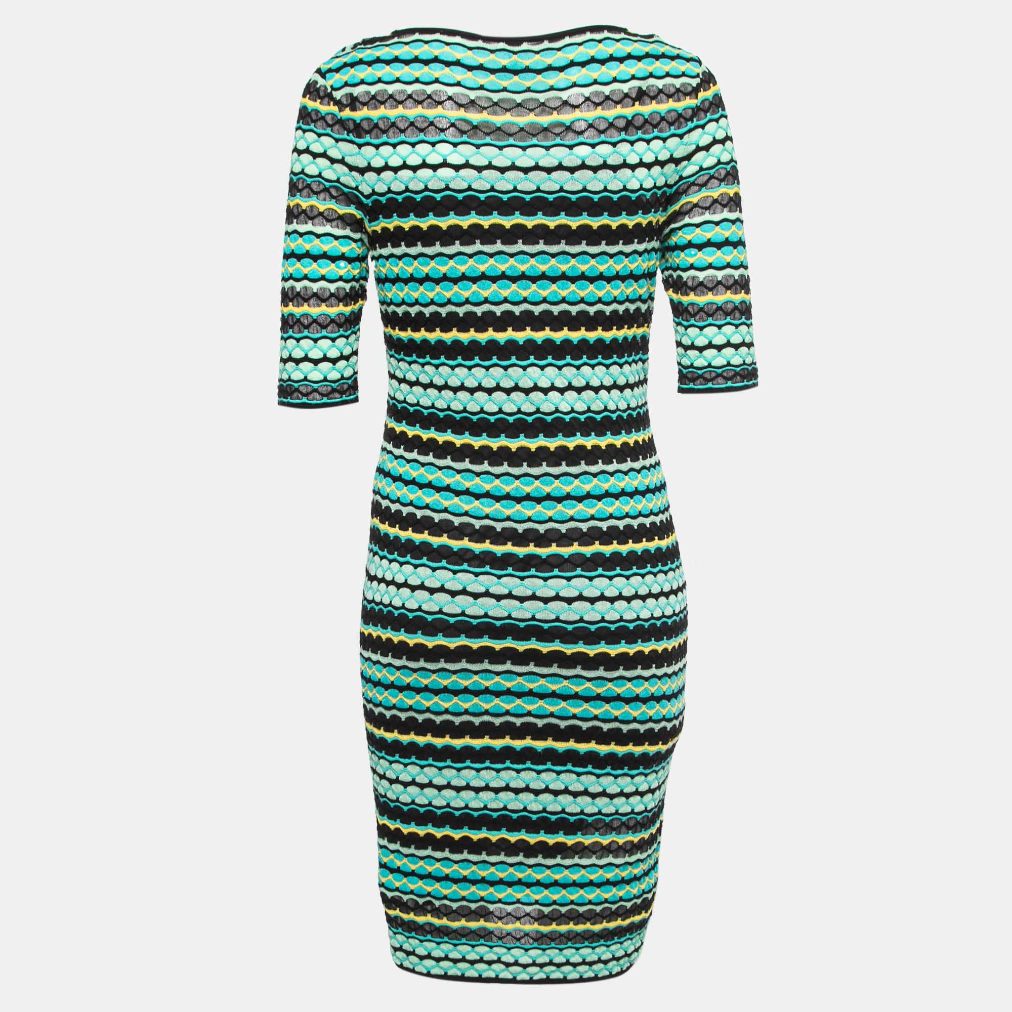 

Missoni Green/Multicolor Patterned Knit Midi Dress