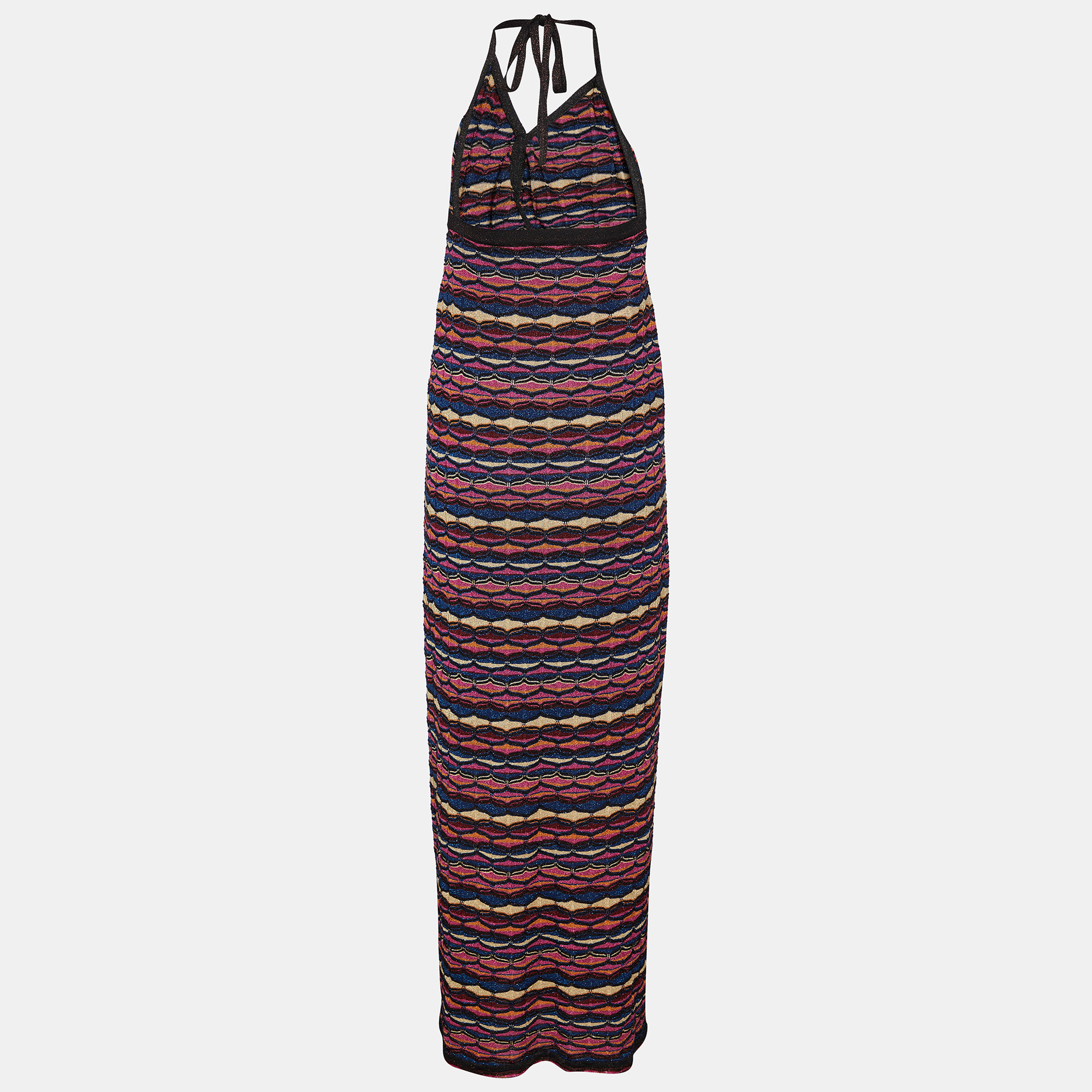 

M Missoni Multicolor Lurex Knit Halter Neck Maxi Dress