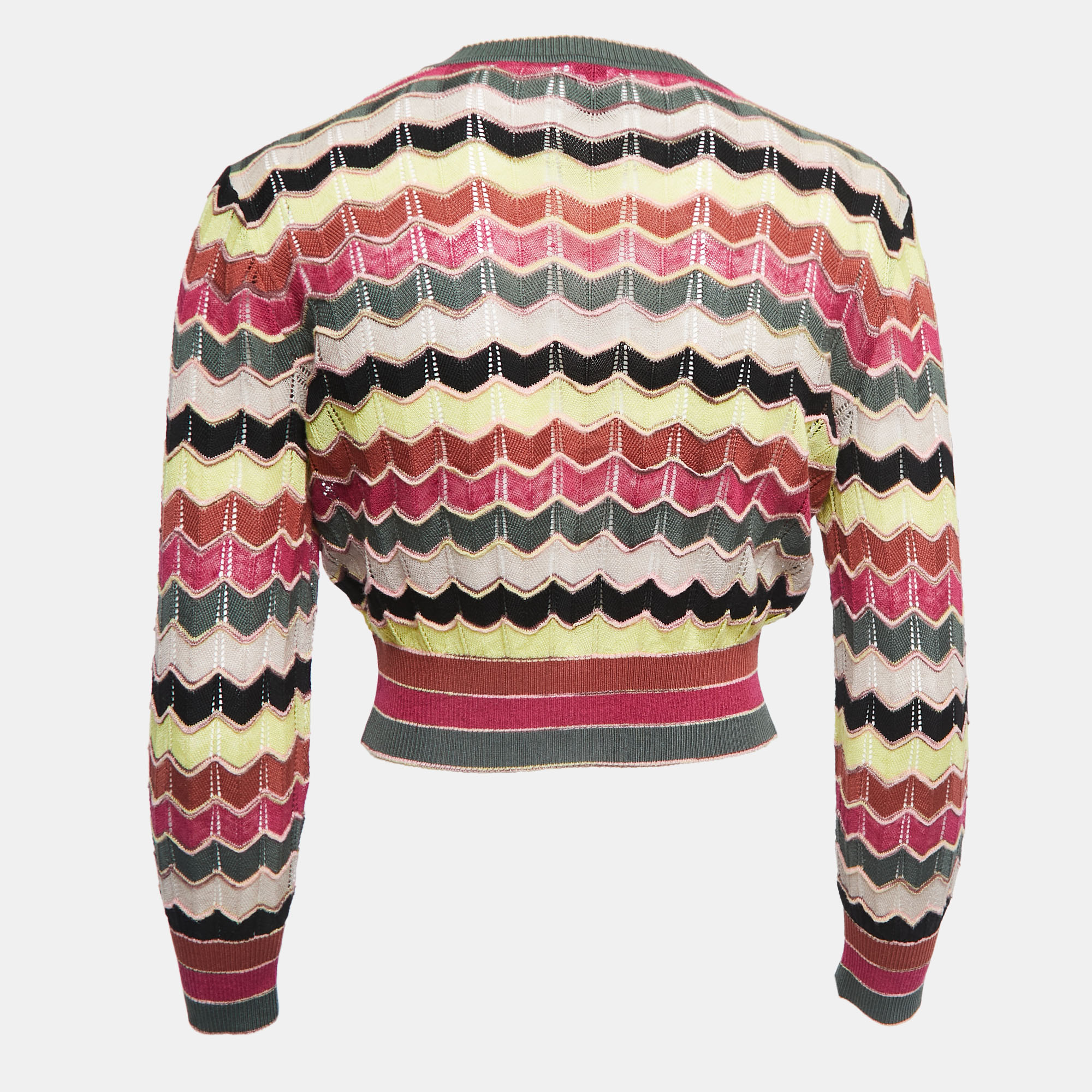 

Missoni Multicolor Patterned Knit Button Front Cropped Cardigan