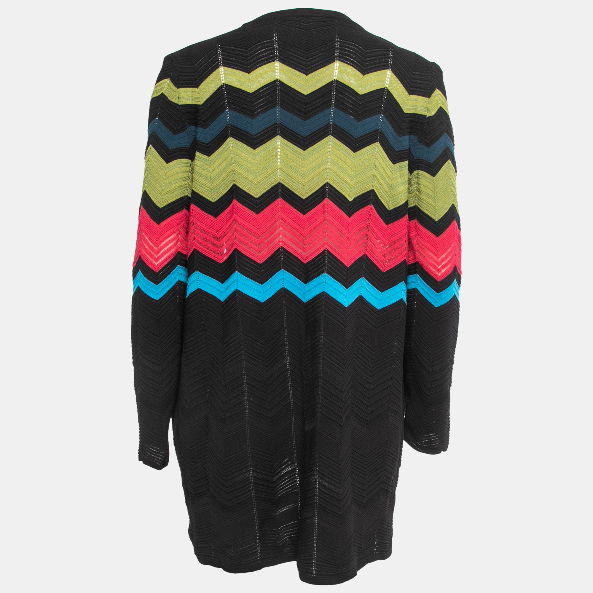 

M Missoni Multicolor Patterned Knit Open Front Cardigan