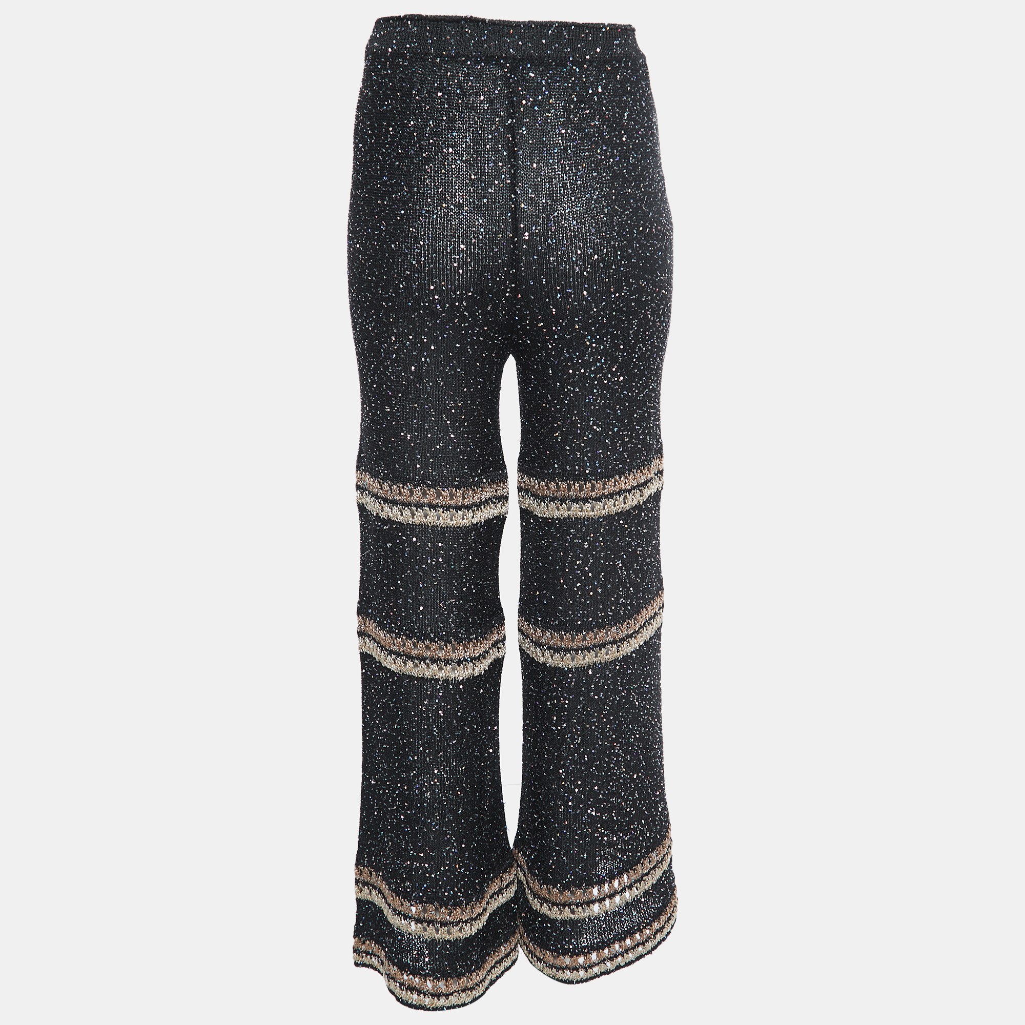 

M Missoni Collection Black Sequined Knit Palazzo