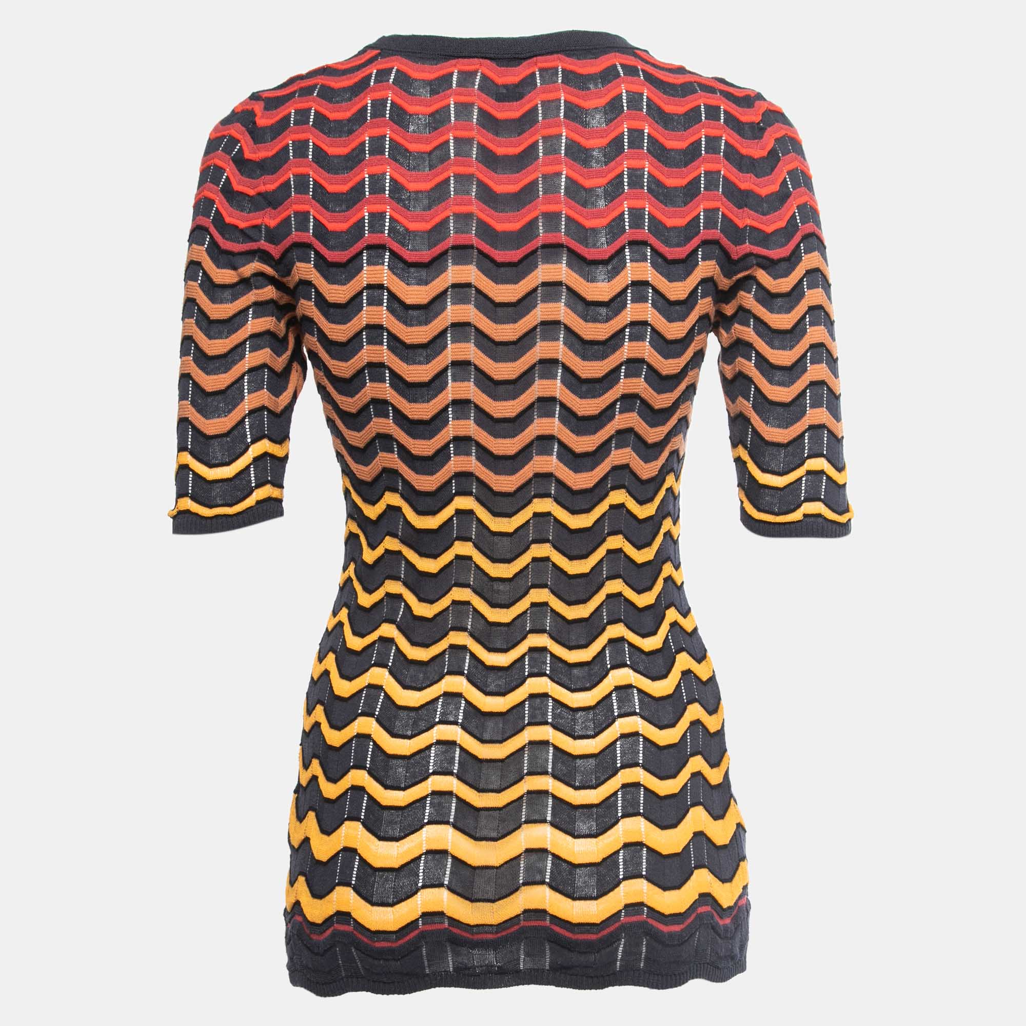 

Missoni Multicolor Patterned Knit Crew Neck Half Sleeve Top