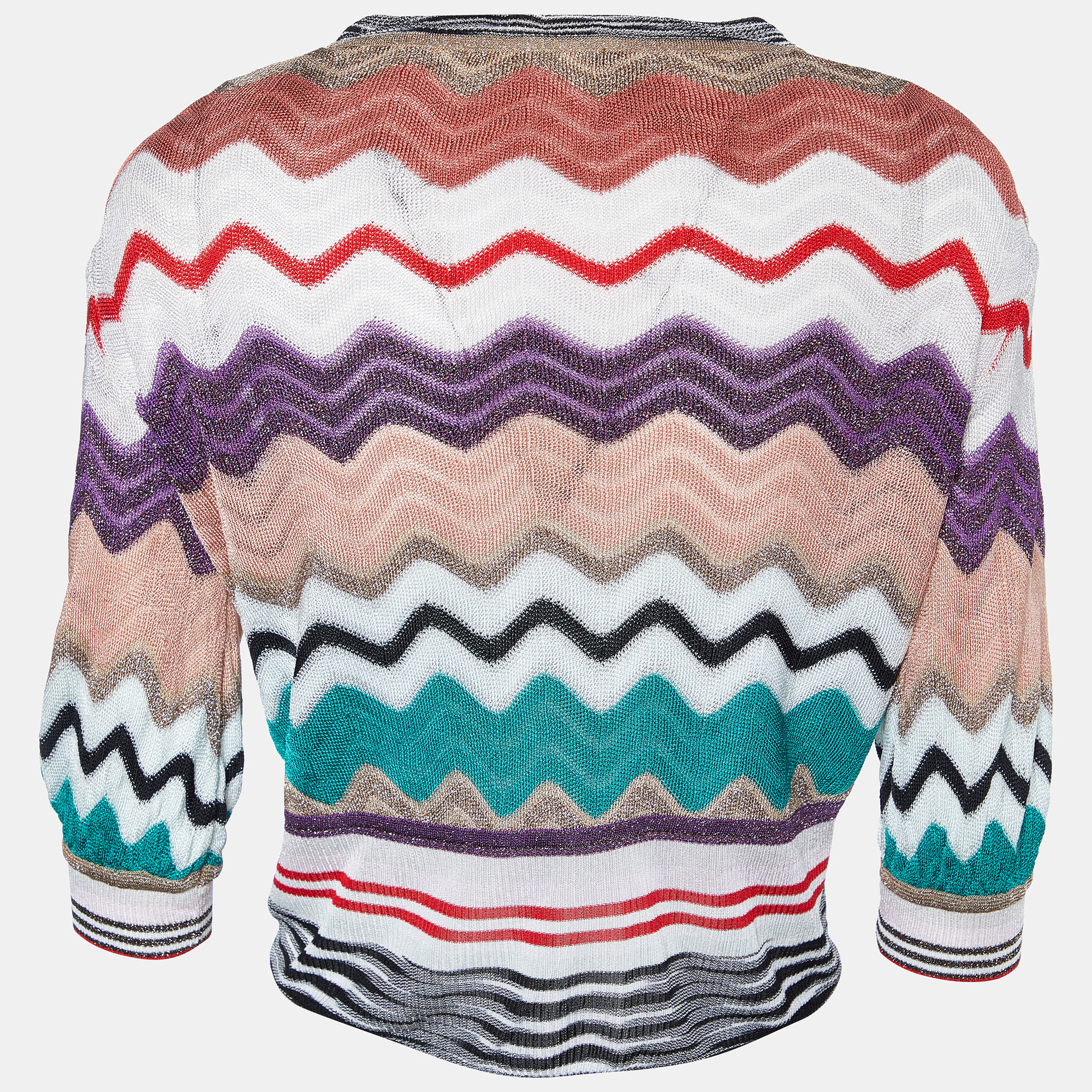 

Missoni Multicolor Lurex Knit Button front Cropped Cardigan