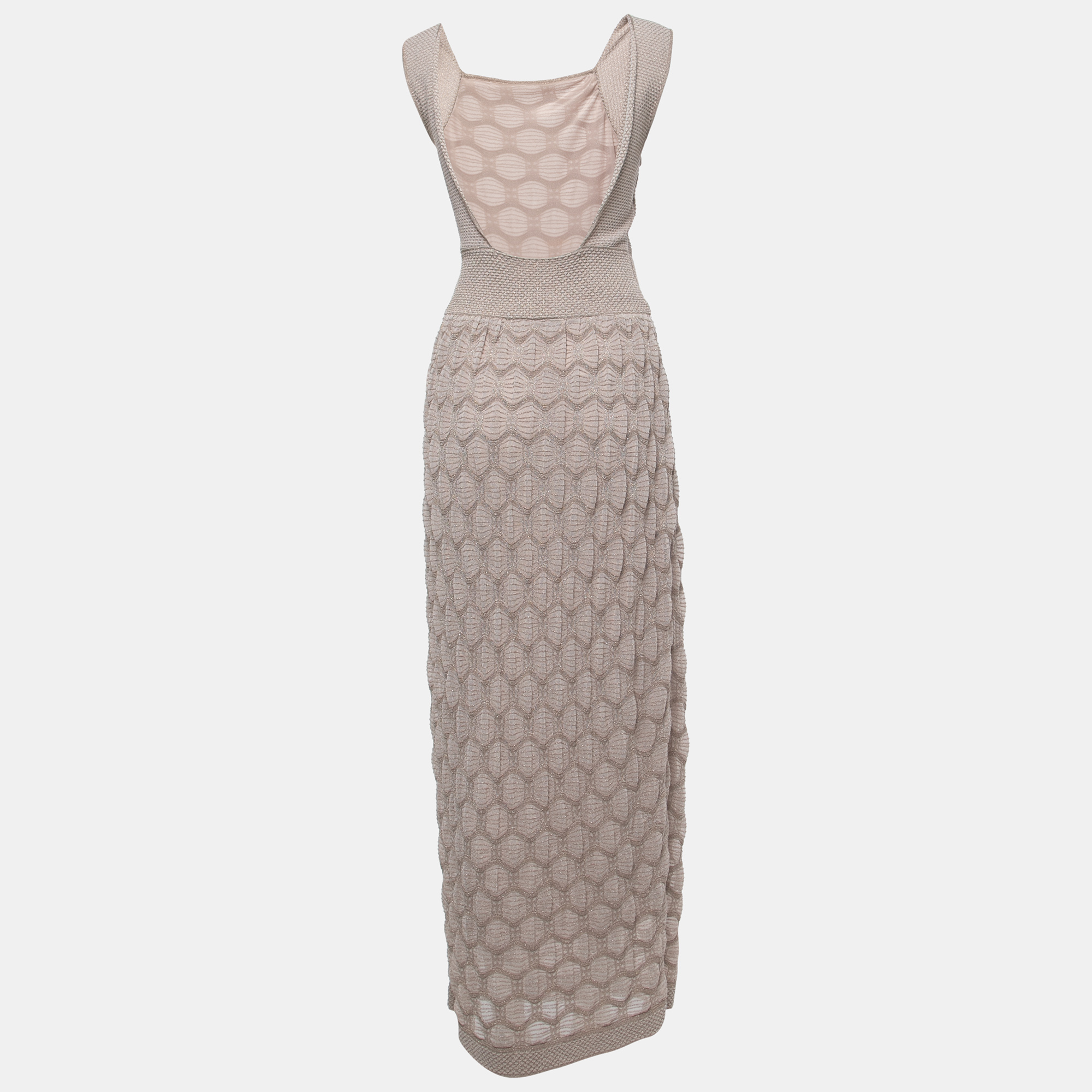 

Missoni Beige Patterned Lurex Knit Sleeveless Maxi Dress