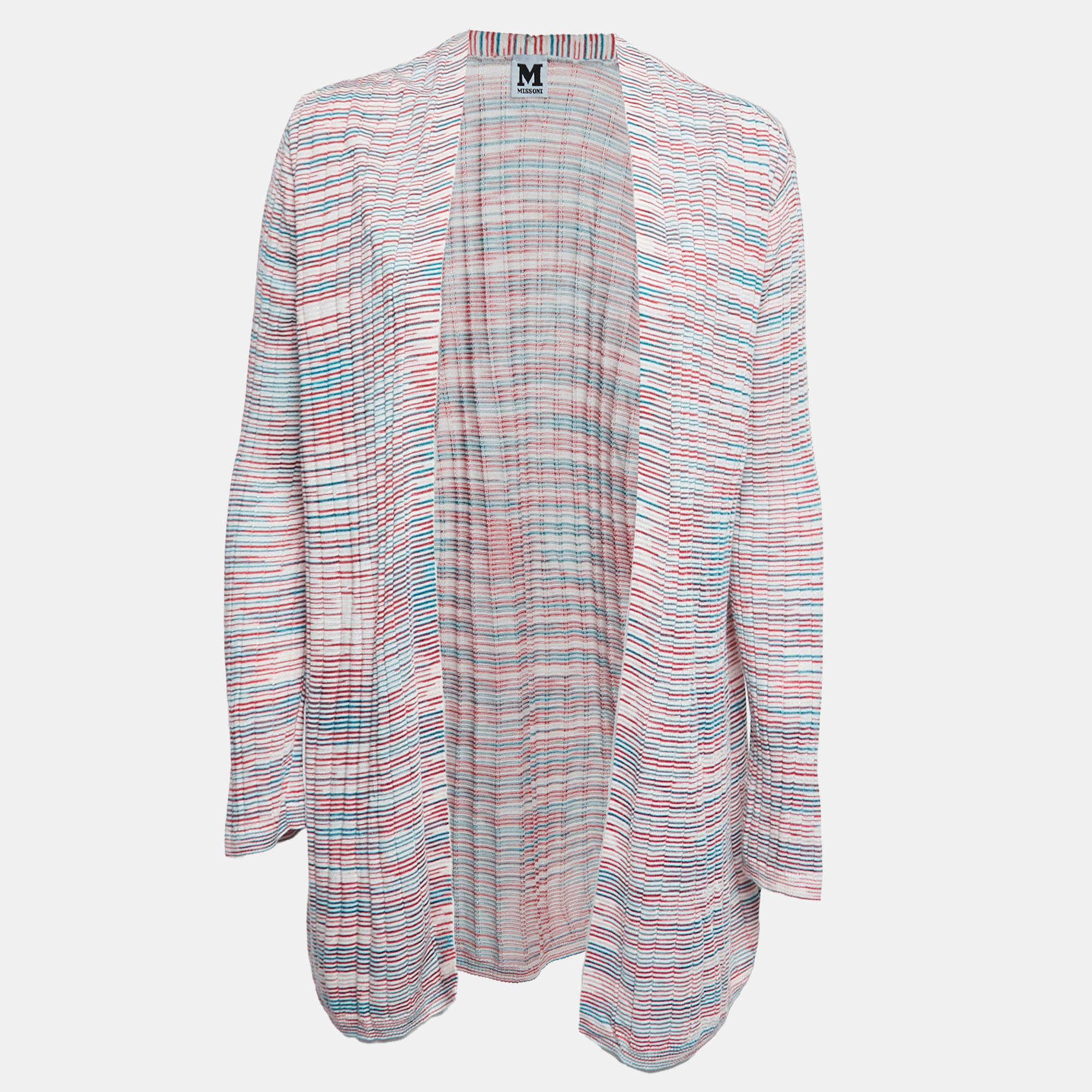 

M Missoni Multicolor Patterned Knit Open Front Cardigan