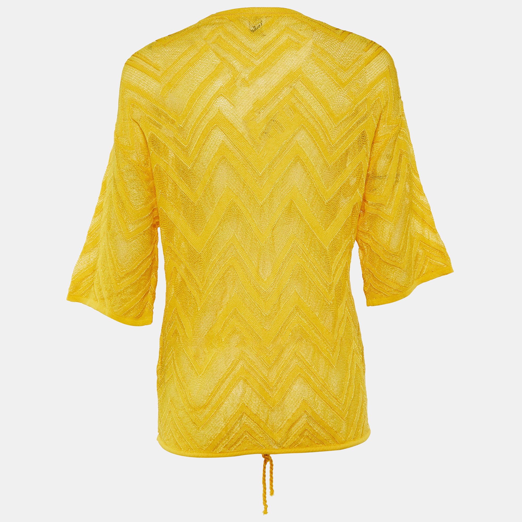 

Missoni Yellow Patterned Knit Waist Tie Detail Top