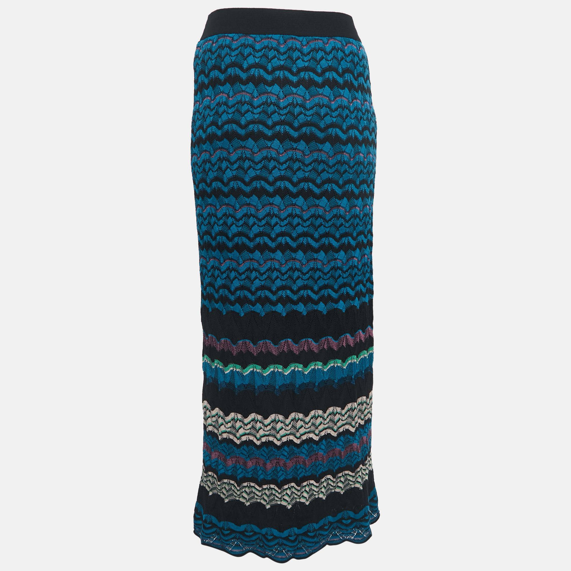 

M Missoni Multicolor Chevron Knit Elasticated Waist Maxi Skirt