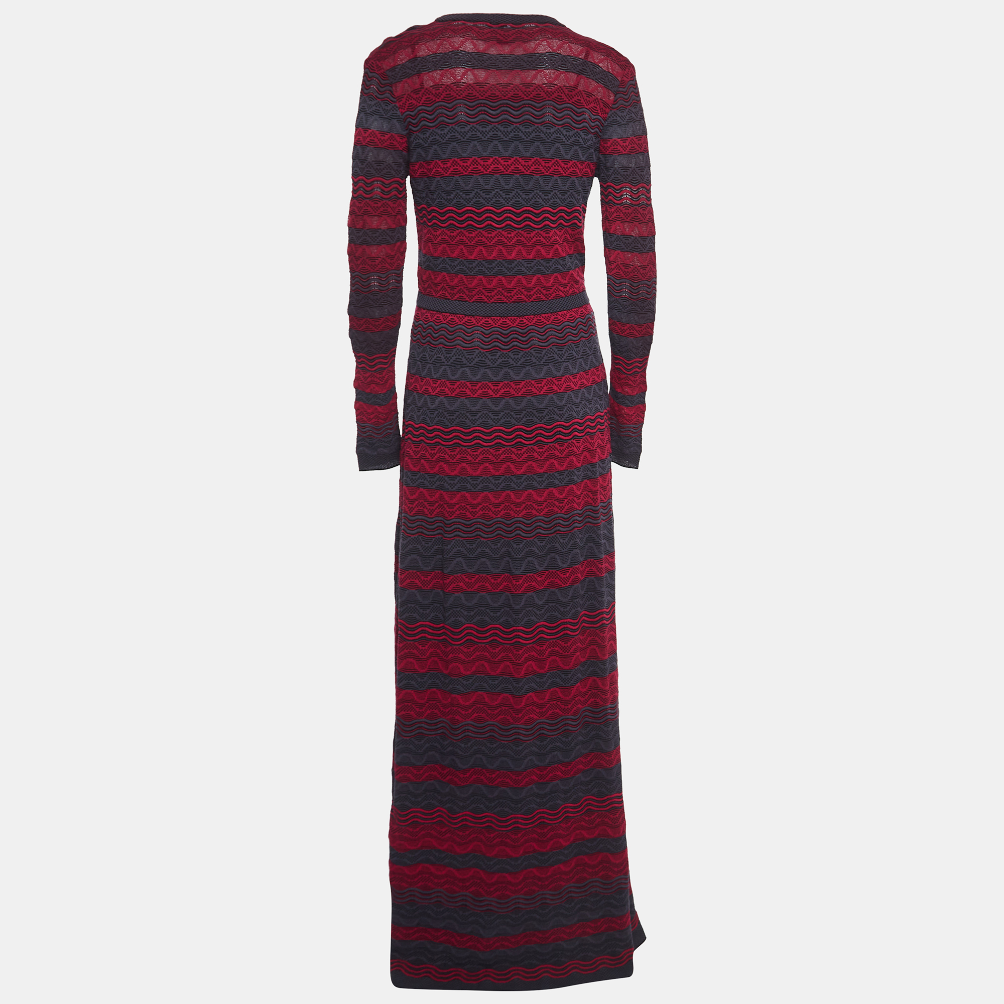 

Missoni Pink/Grey Patterned Knit Long Sleeve Maxi Dress