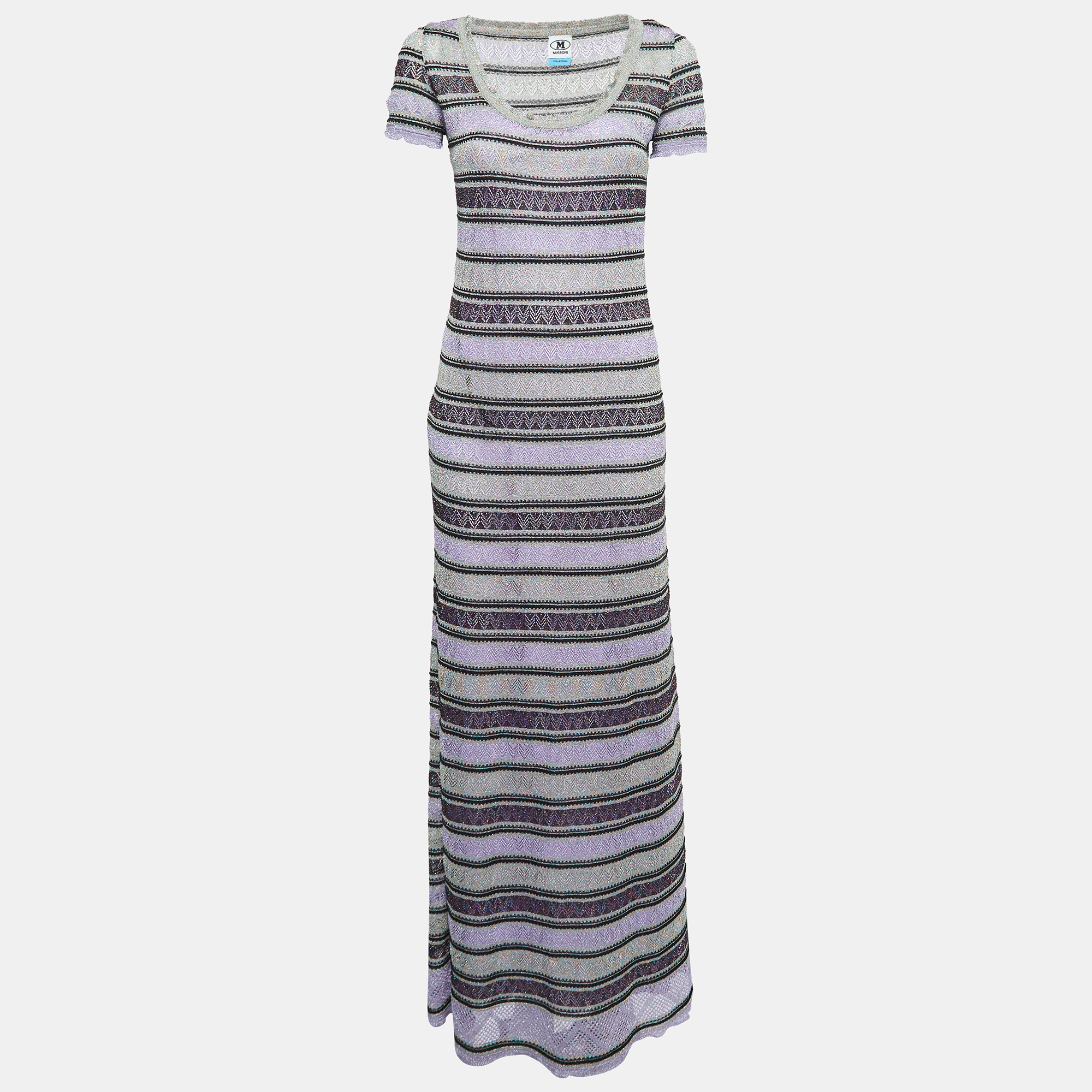 

Missoni Multicolor Striped Perforated Knit Maxi Dress