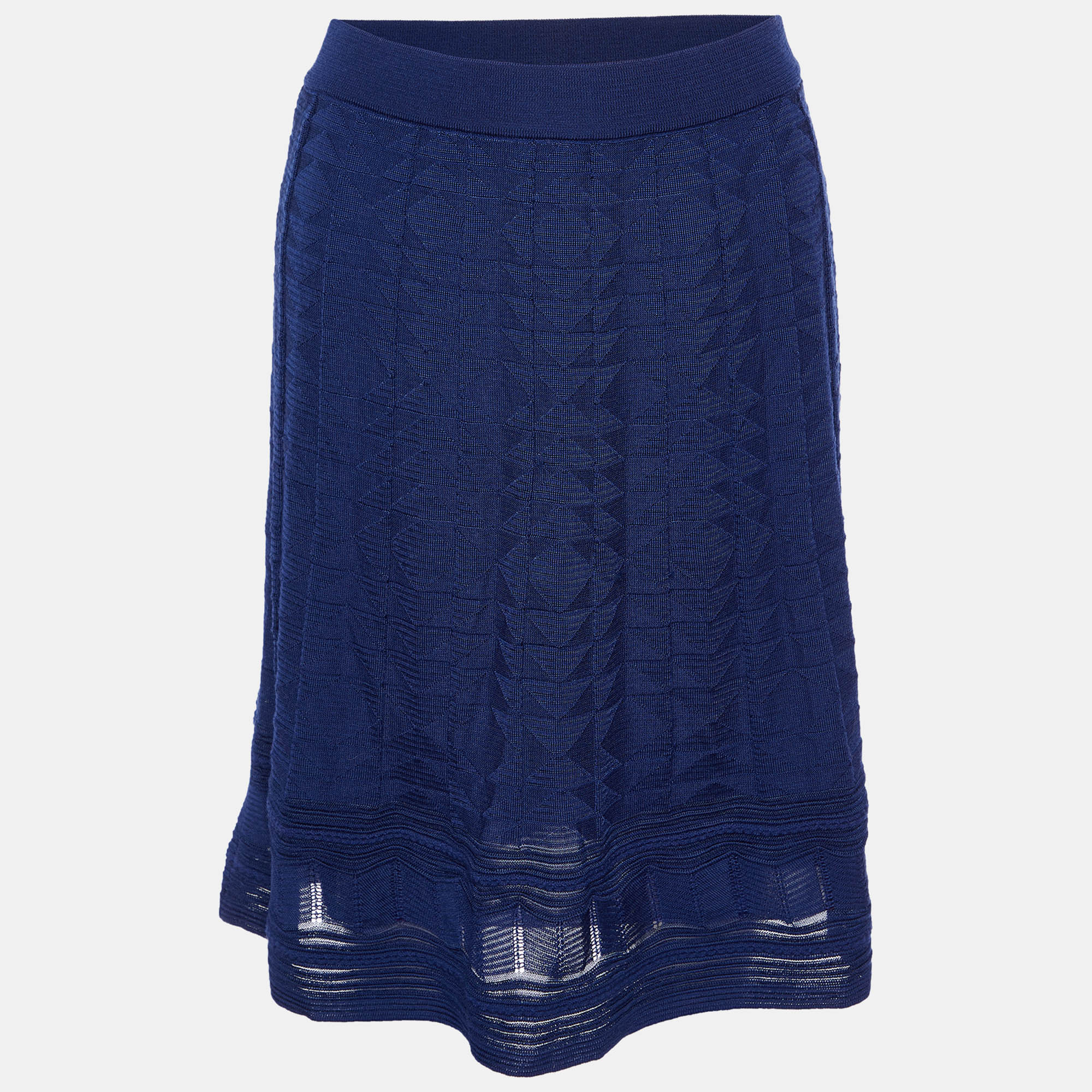 Pre-owned M Missoni Dark Blue Wool Knit Mini Skirt M
