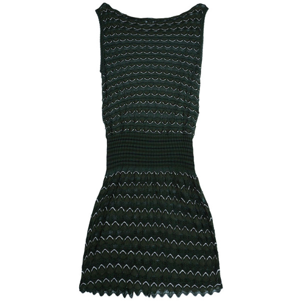 Pre Owned فستان إم ميزوني منسوج خصر واطي أخضر M