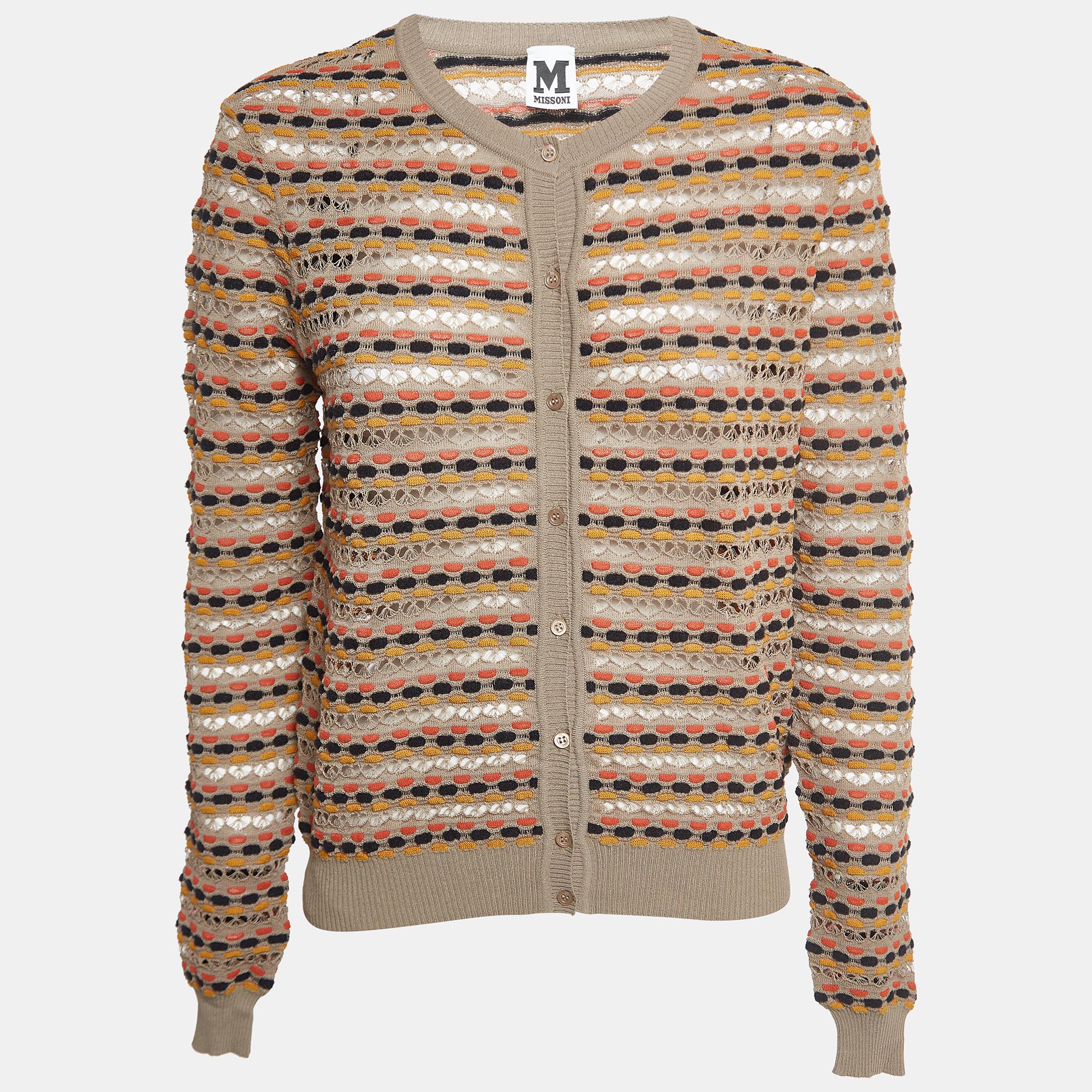 

M Missoni Multicolor Eyelet Knit Cardigan M