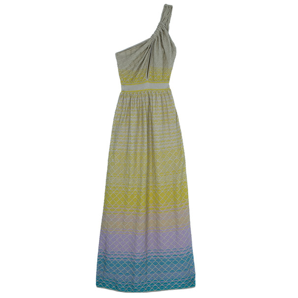 Pre Owned M Missoni One Shoulder Multicolor Knit Dress M