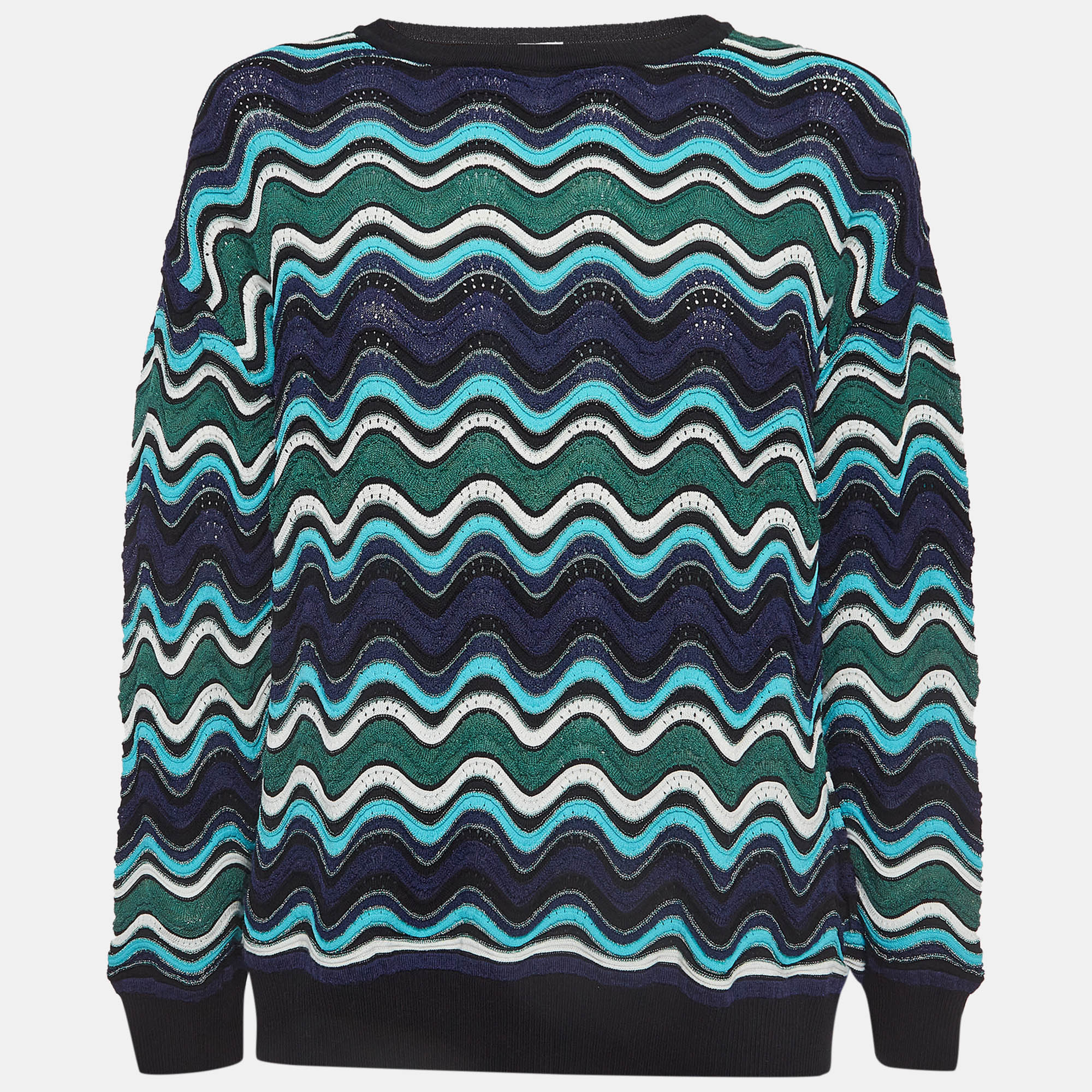 Pre-owned M Missoni Multicolor Chevron Patterned Knit Sweater M