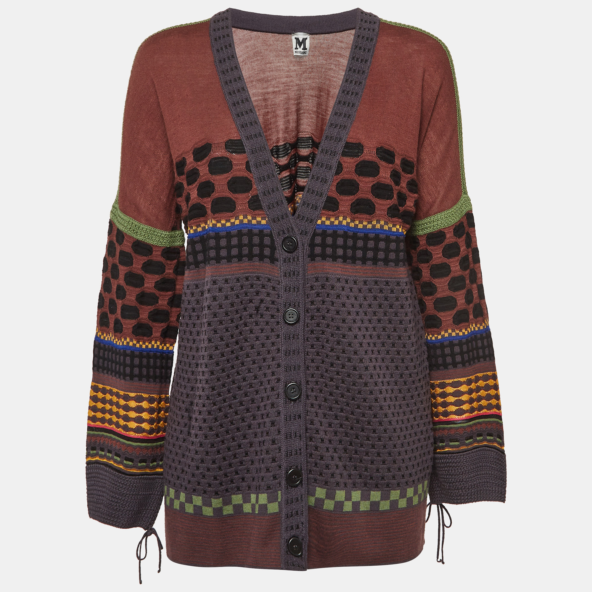 

M Missoni Multicolor Wool Blend Buttoned Front Cardigan L