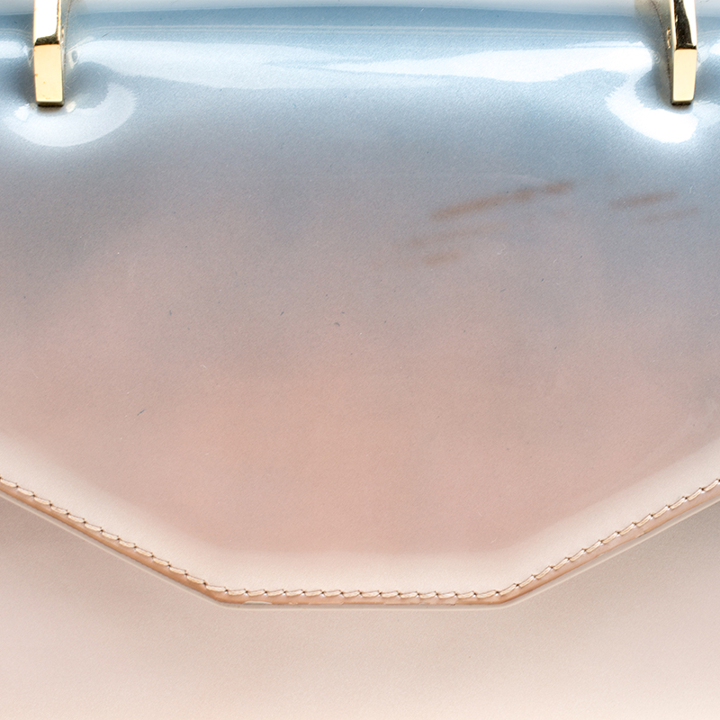 Pre-owned M2malletier Blue/peach Ombre Patent Leather Indre Shoulder Bag