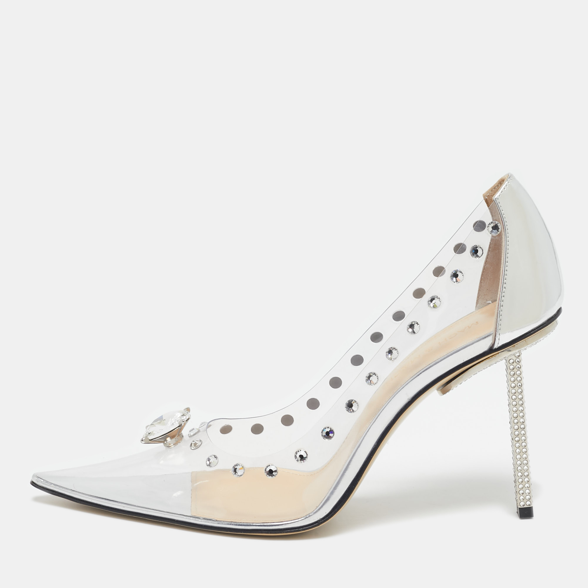 

Mach & Mach Transparent PVC and Leather Diamond Dreams Pumps Size