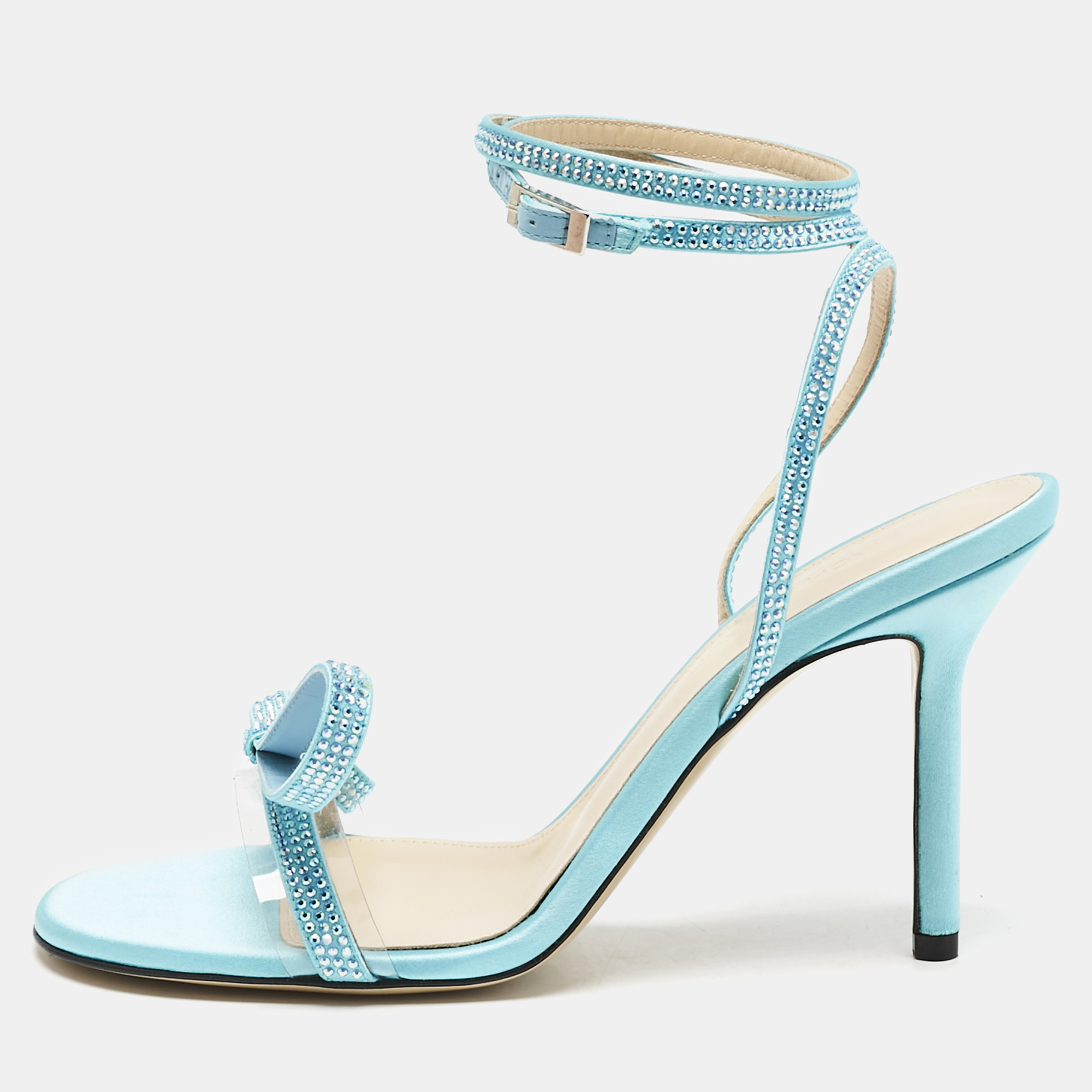 

Mach & Mach Blue Satin and PVC French Bow Sandals Size