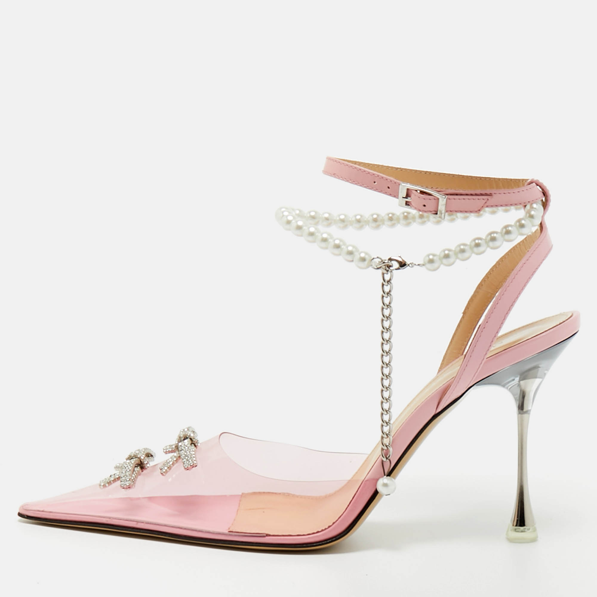 Pre-owned Mach&mach Pink Leather And Pvc Matilda Pumps Size 36.5