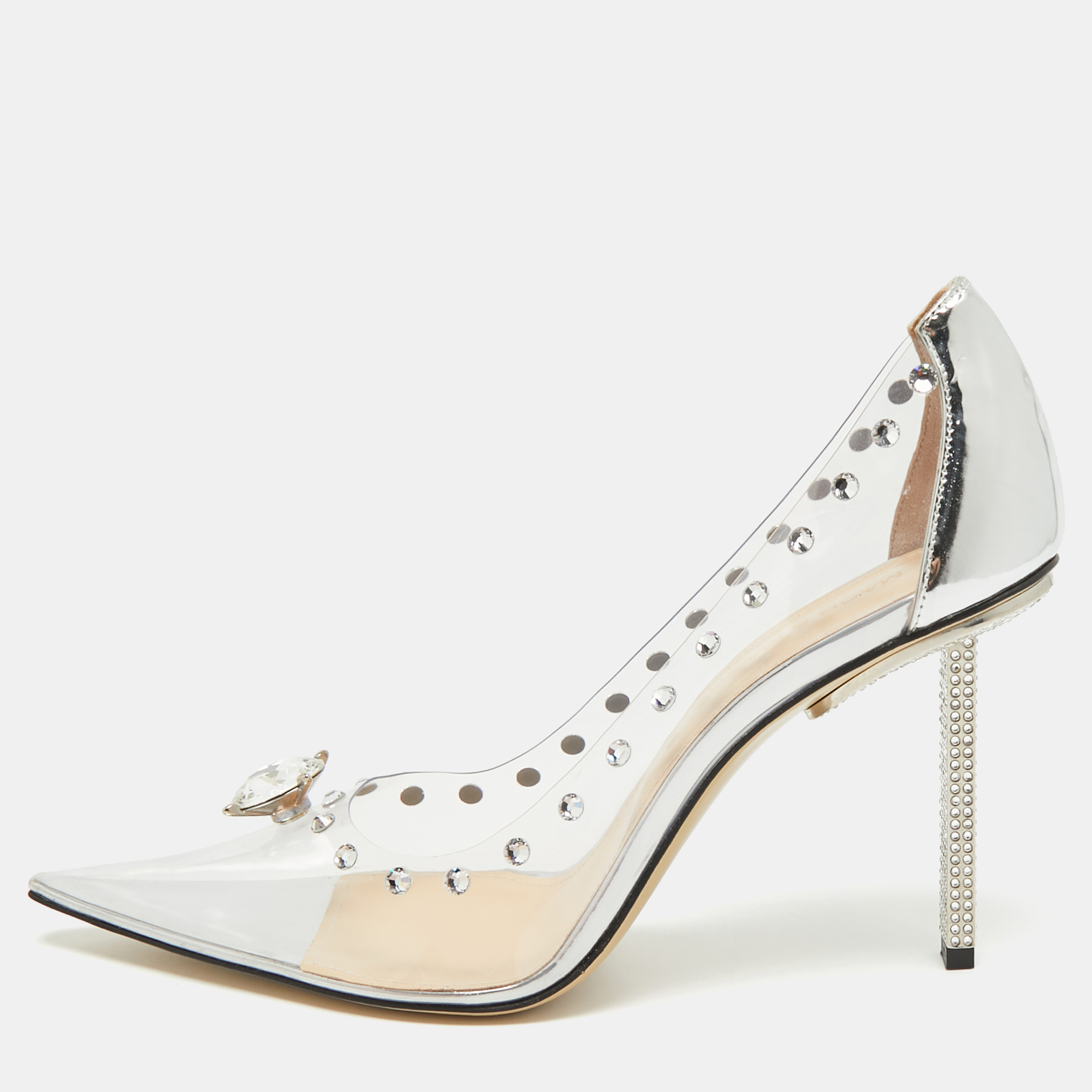 

Mach & Mach Diamond Dreams Size  Transparent/Silver PVC and Leather Pumps