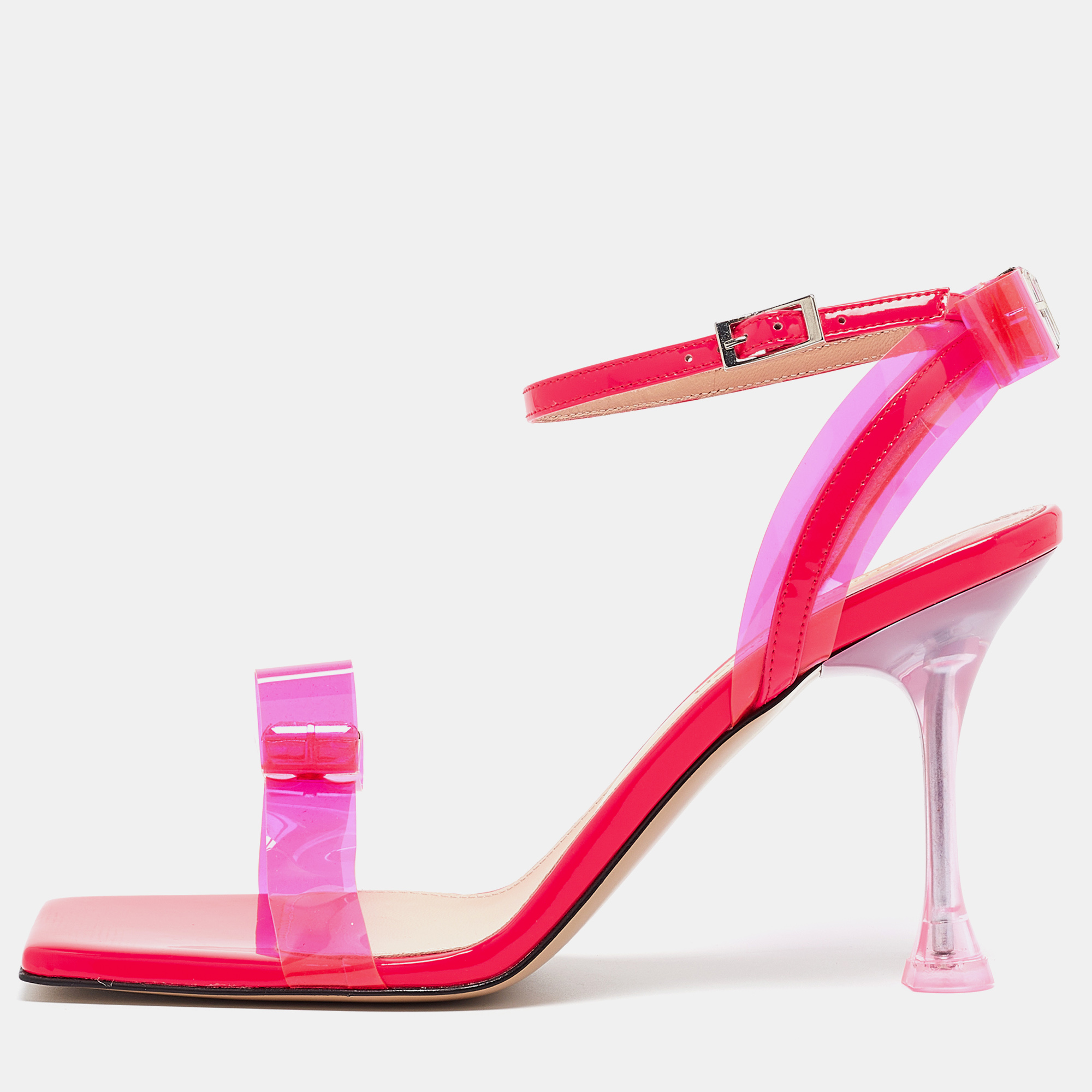 

Mach & Mach Pink PVC and Patent French Bow Sandals Size