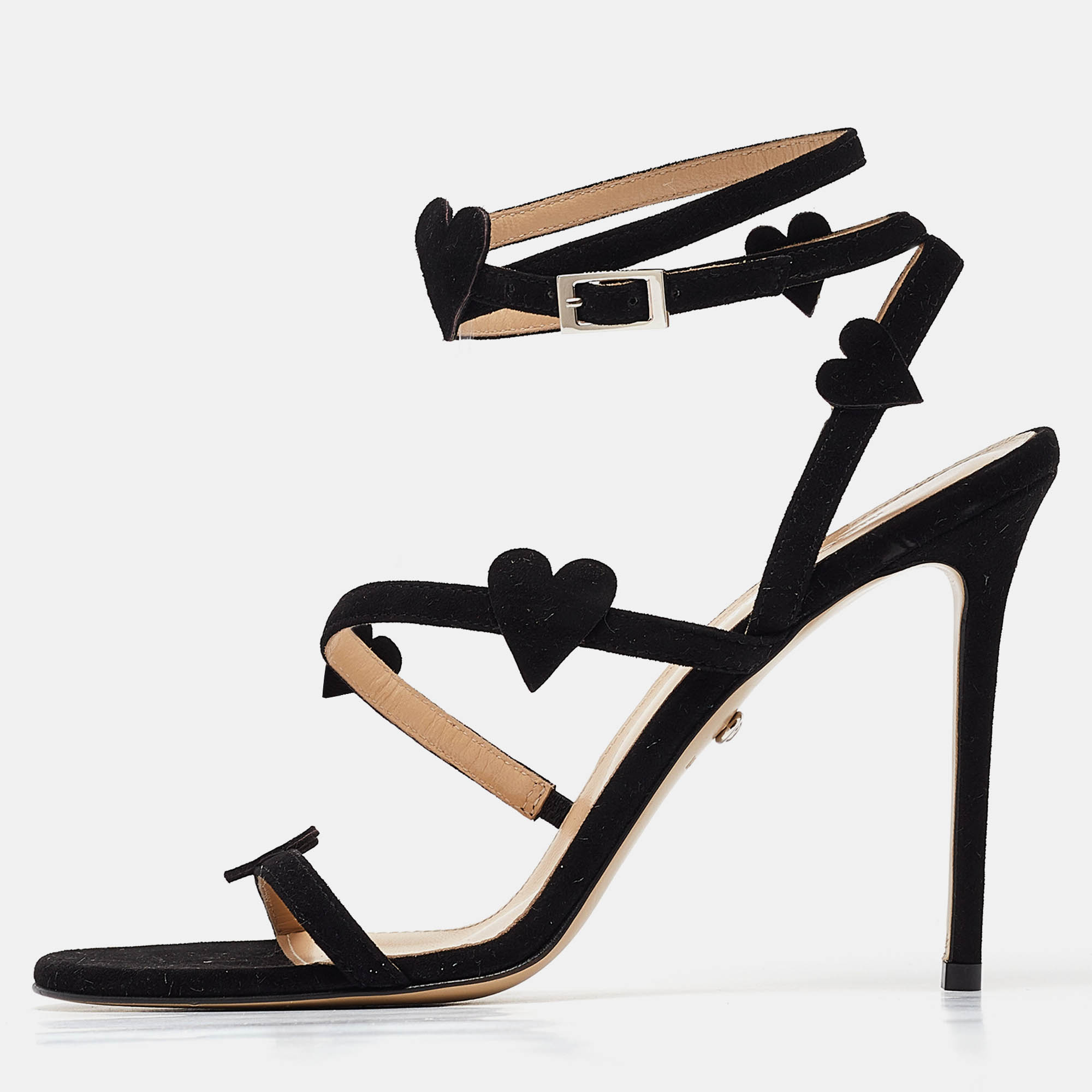 

Mach & Mach Black Suede Petit Coeur Sandals Size