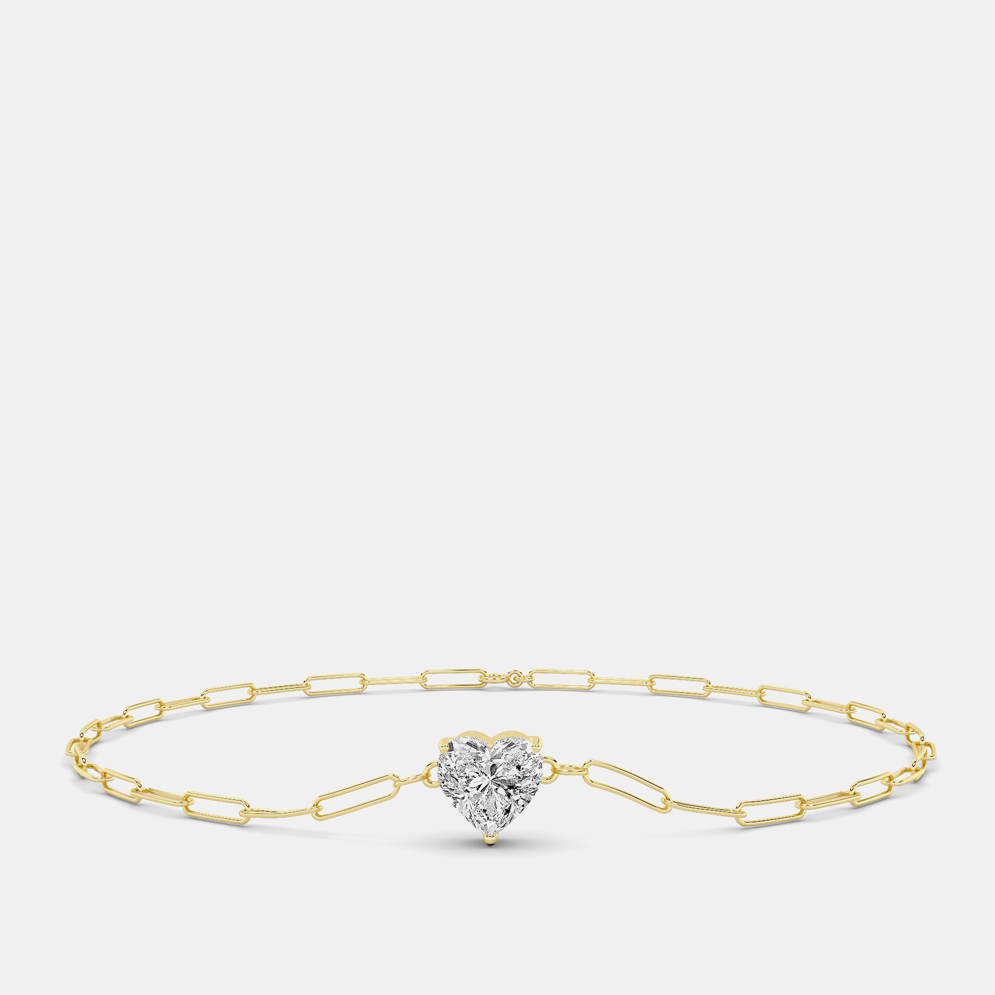 Pre-owned Made By Man 14k Heart Shape Paper Clip 6.5" Lab Grown Diamond Bracelet (0.50 Ctw)