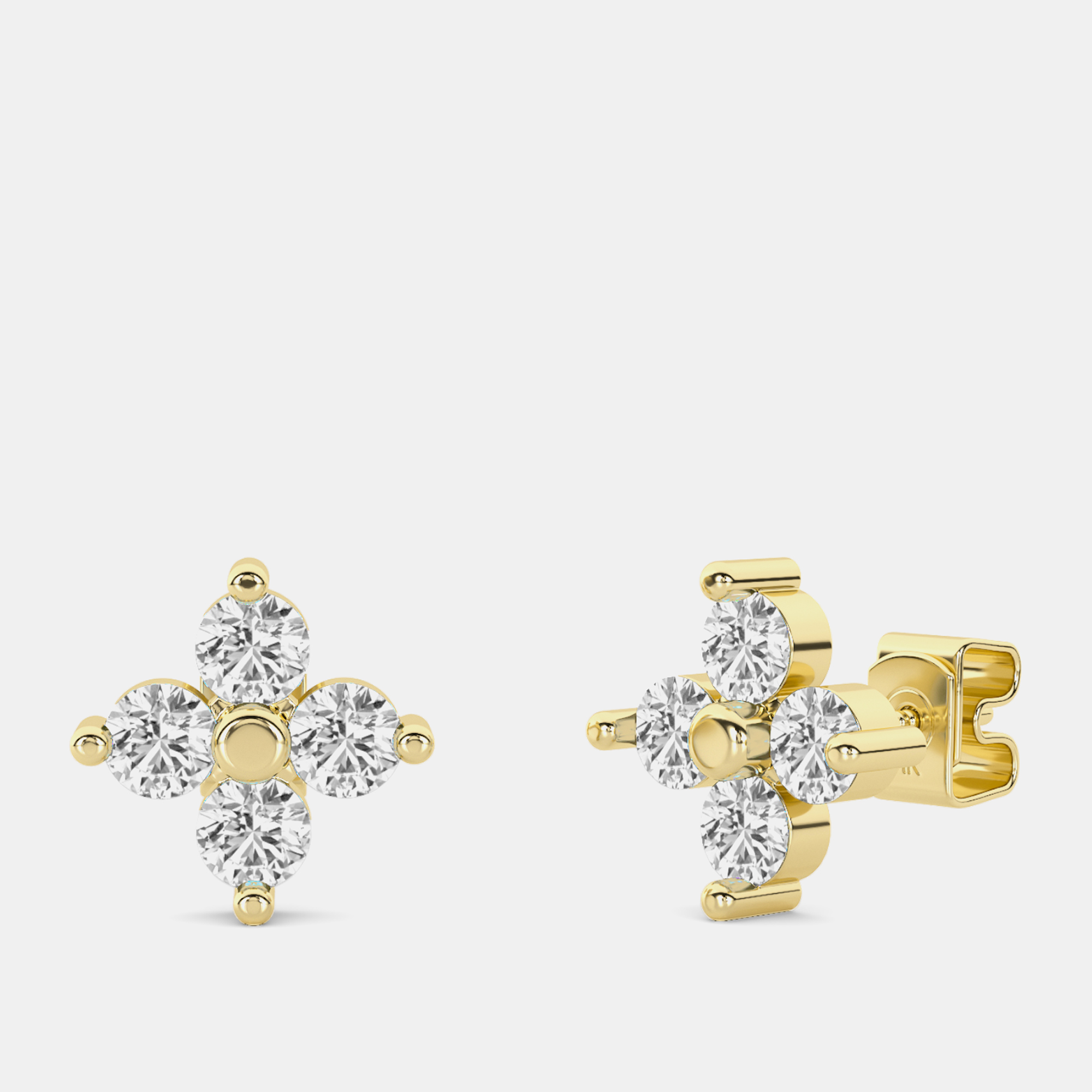 

14K 4 White Lab Grown Diamond Stones Flower Stud (1.75 Ctw)