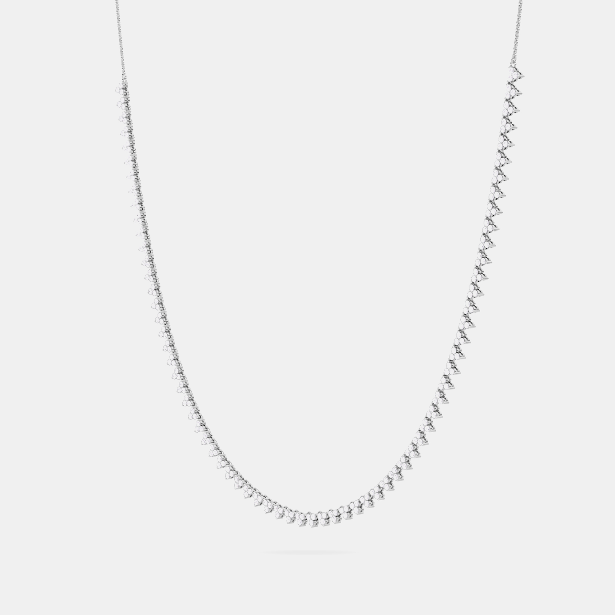 Pre-owned Made By Man 14k 3 Stone Flower 18" 69 Links Lab Grown Diamond Necklace (2.50 Ctw)