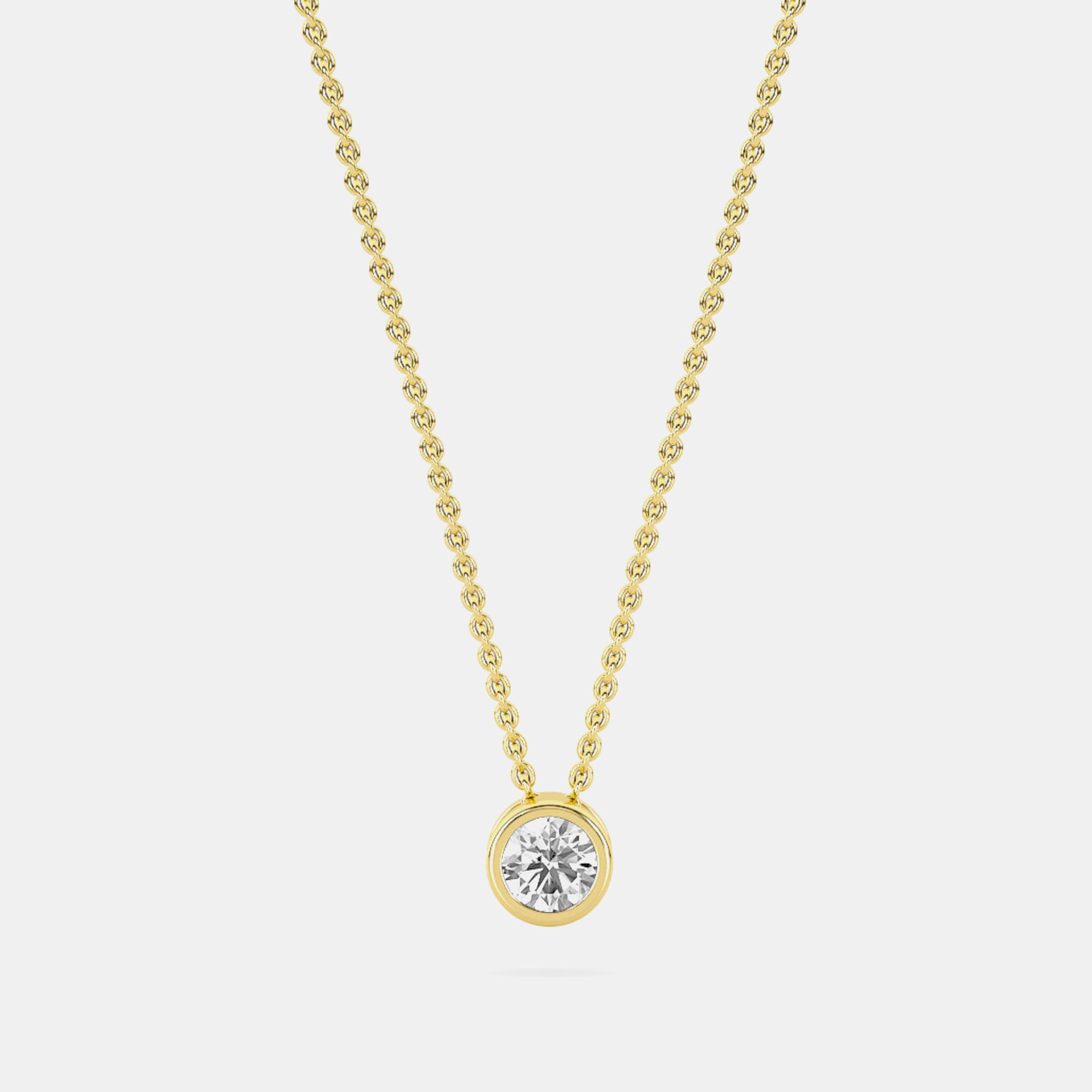 

14K Single White Lab Grown Diamond Stone Bazel 18" Pendant With Chain (0.21 Ctw)