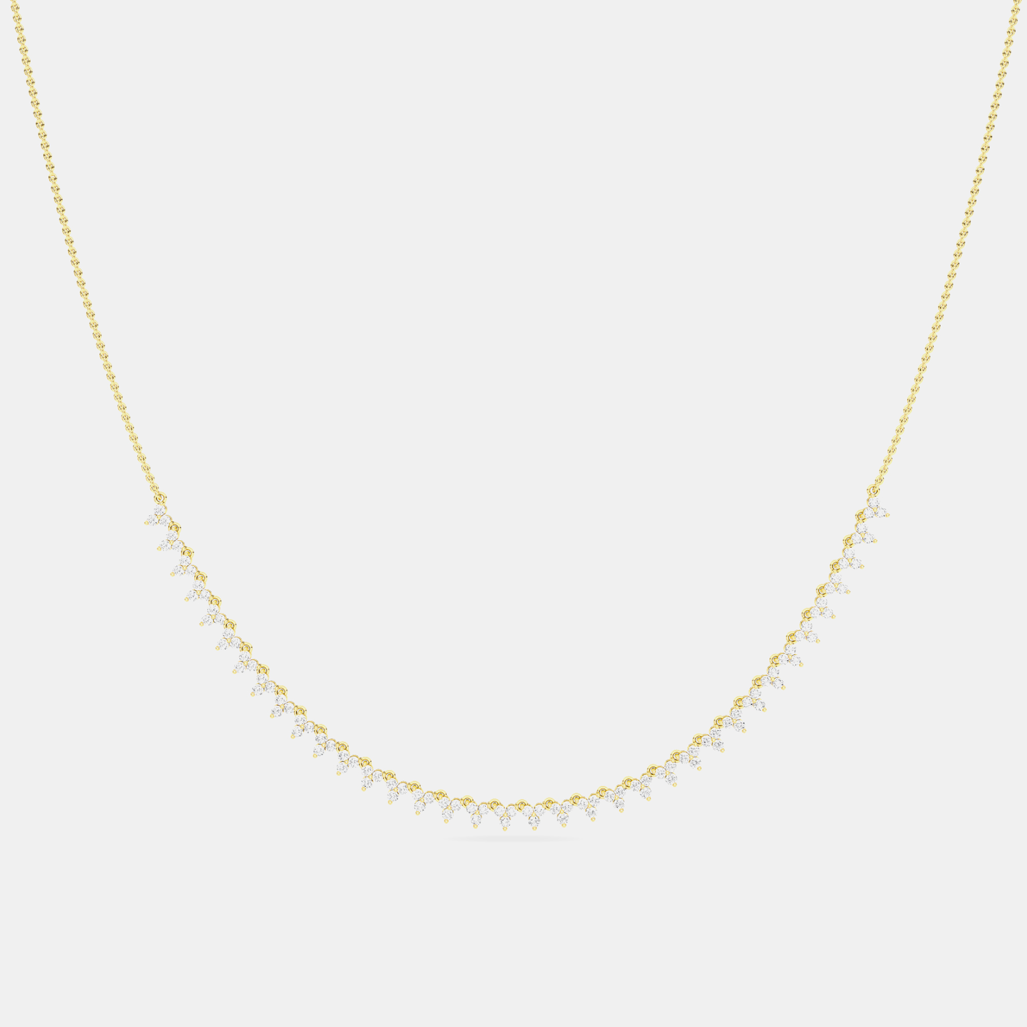 Pre-owned Made By Man 14k 3 Stone Flower 16" Inch 61 Links Lab Grown Diamond Necklace (2.00 Ctw)