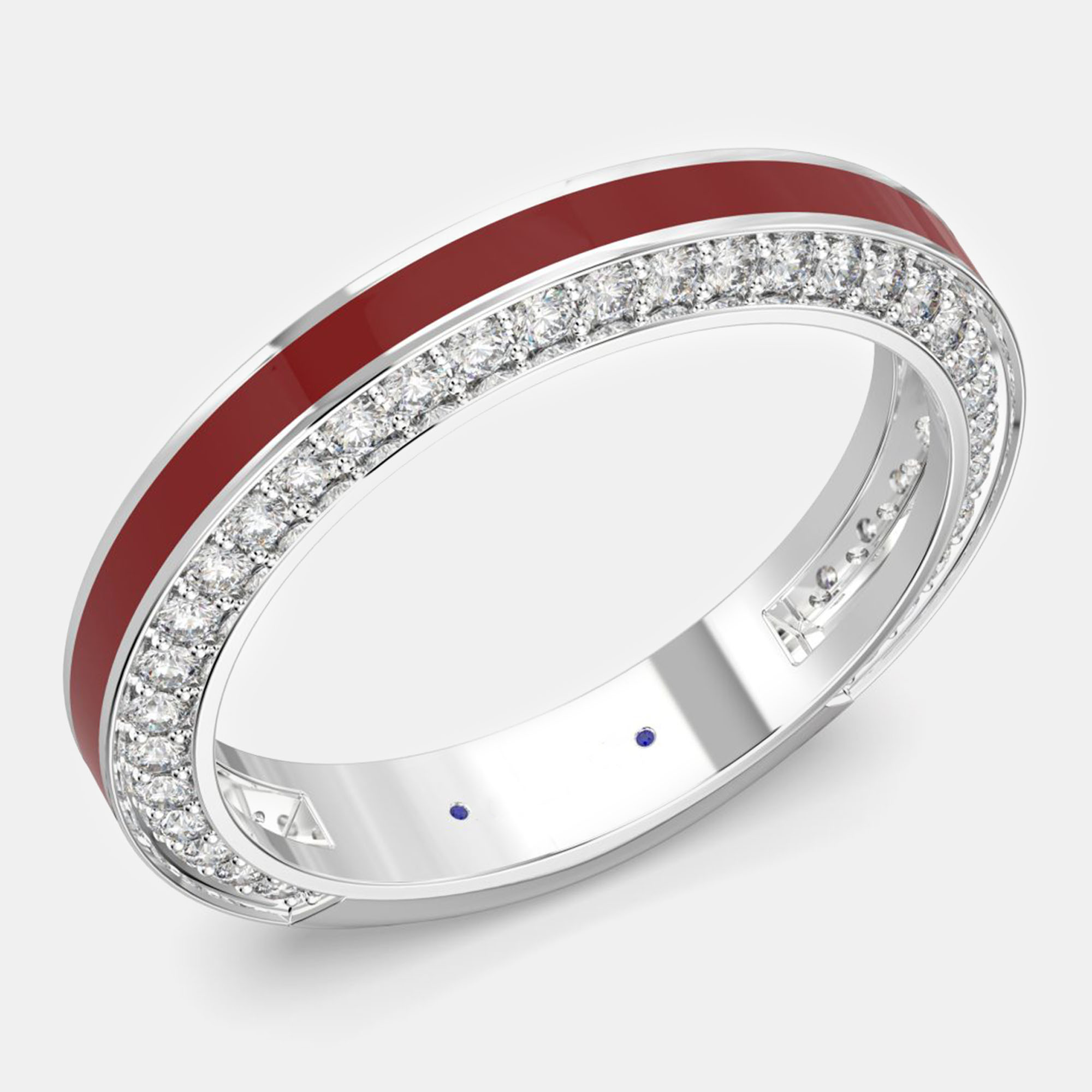 

Classic Bright Red Ceramic Sterling Silver Lab Grown Diamonds Wedding Band US 7