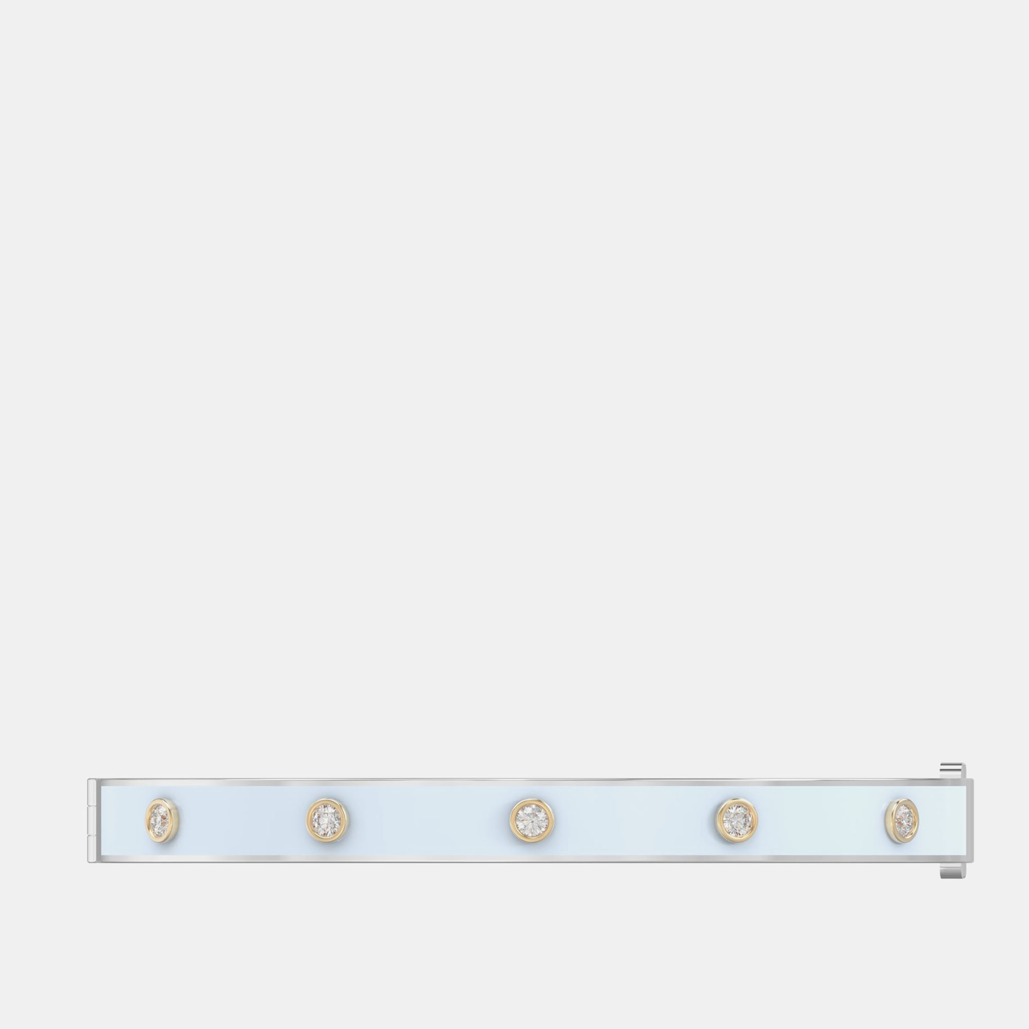 14K Yellow Gold 925 Sterling Silver Ceramic Hinged Bezel Set Bangle 