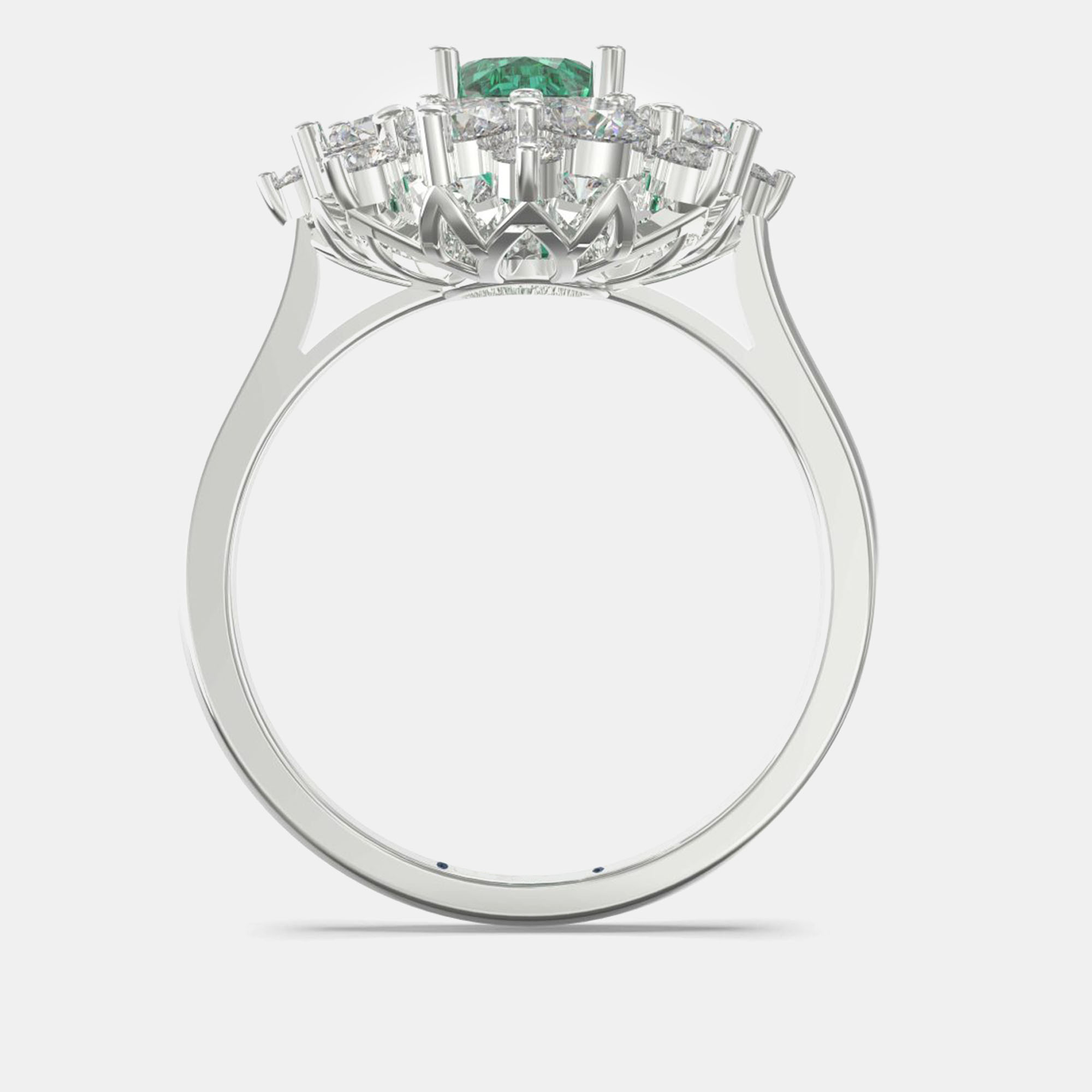 925 Sterling Silver Flower Color & Lab Grown Diamond Ring US 7 