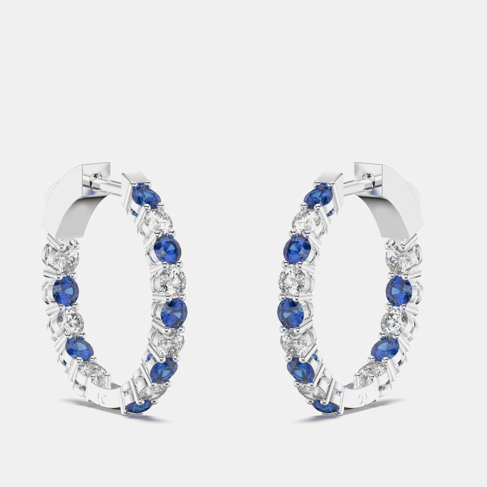 

925 Sterling Silver Hoop Color & Lab Grown Diamond Earrings