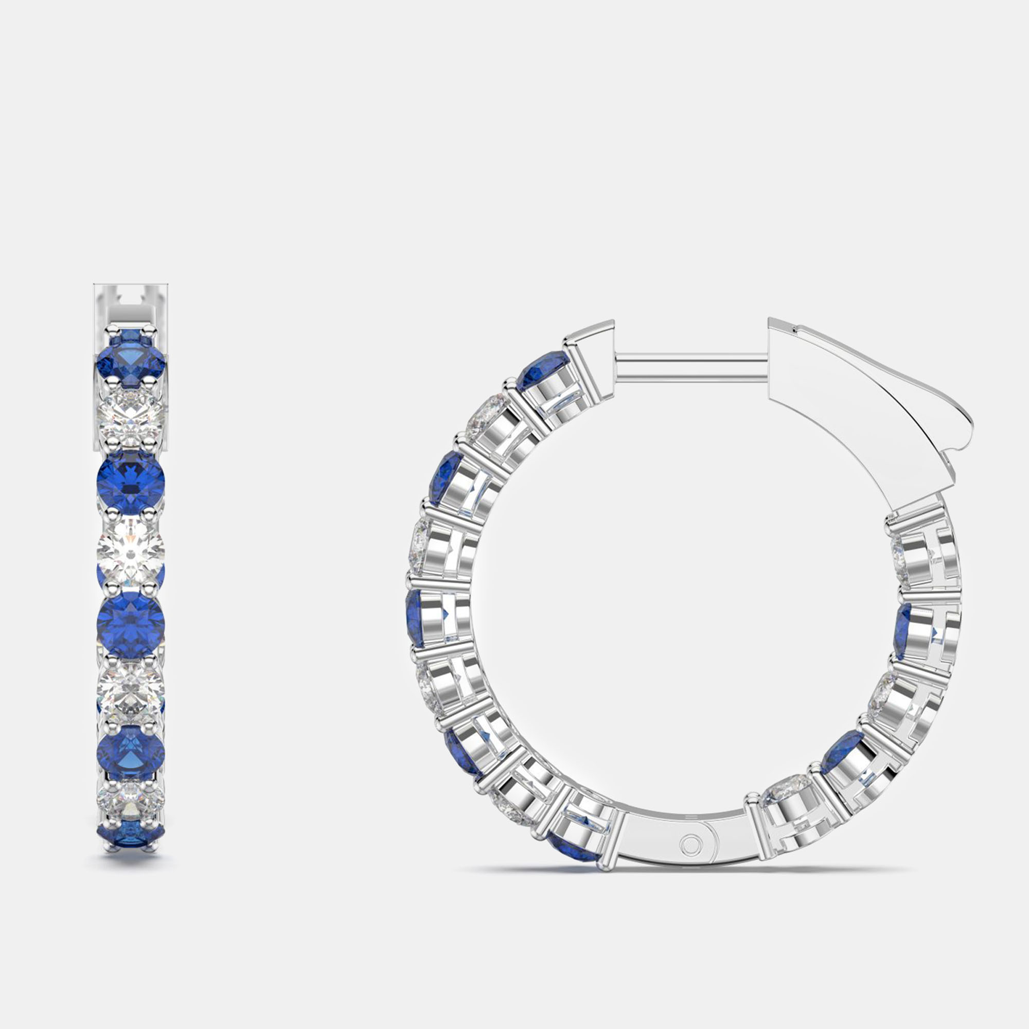 925 Sterling Silver Hoop Color & Lab Grown Diamond Earrings 