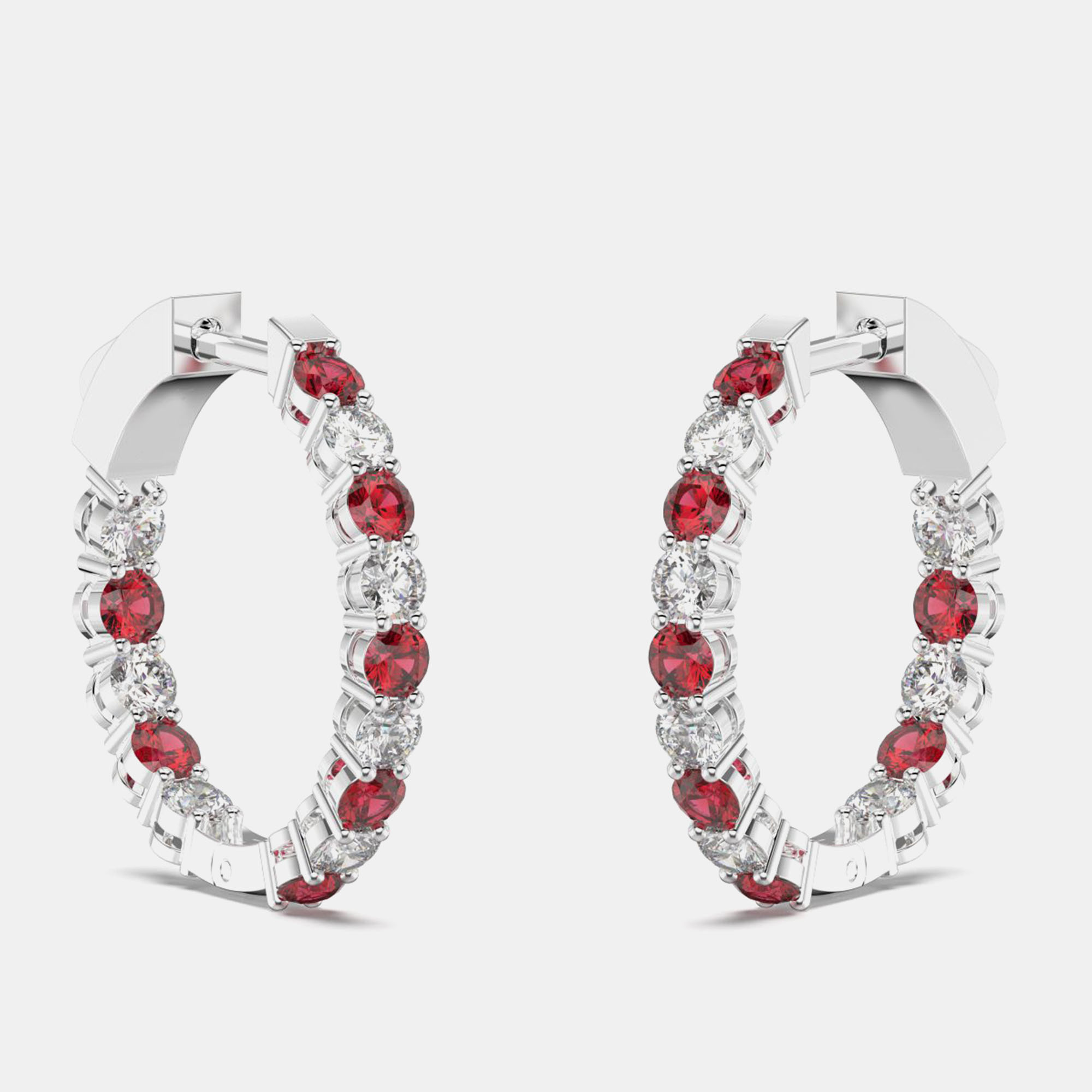 

925 Sterling Silver Hoop Color & Lab Grown Diamond Earrings