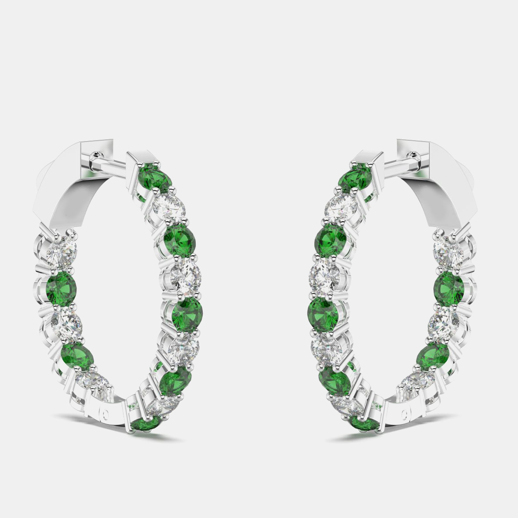 

925 Sterling Silver Hoop Color & Lab Grown Diamond Earrings