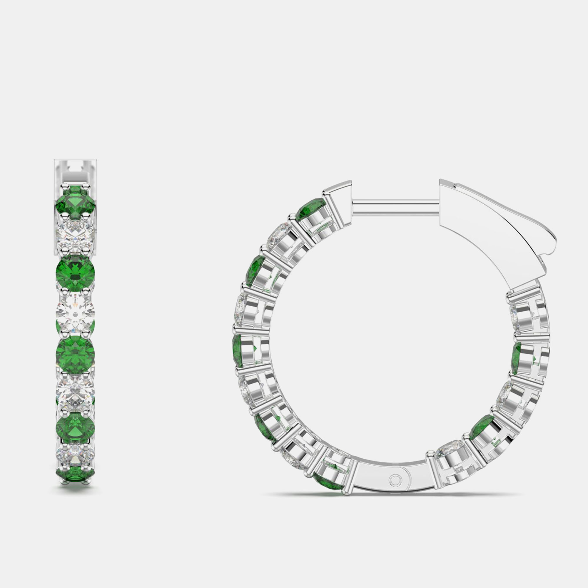 925 Sterling Silver Hoop Color & Lab Grown Diamond Earrings 