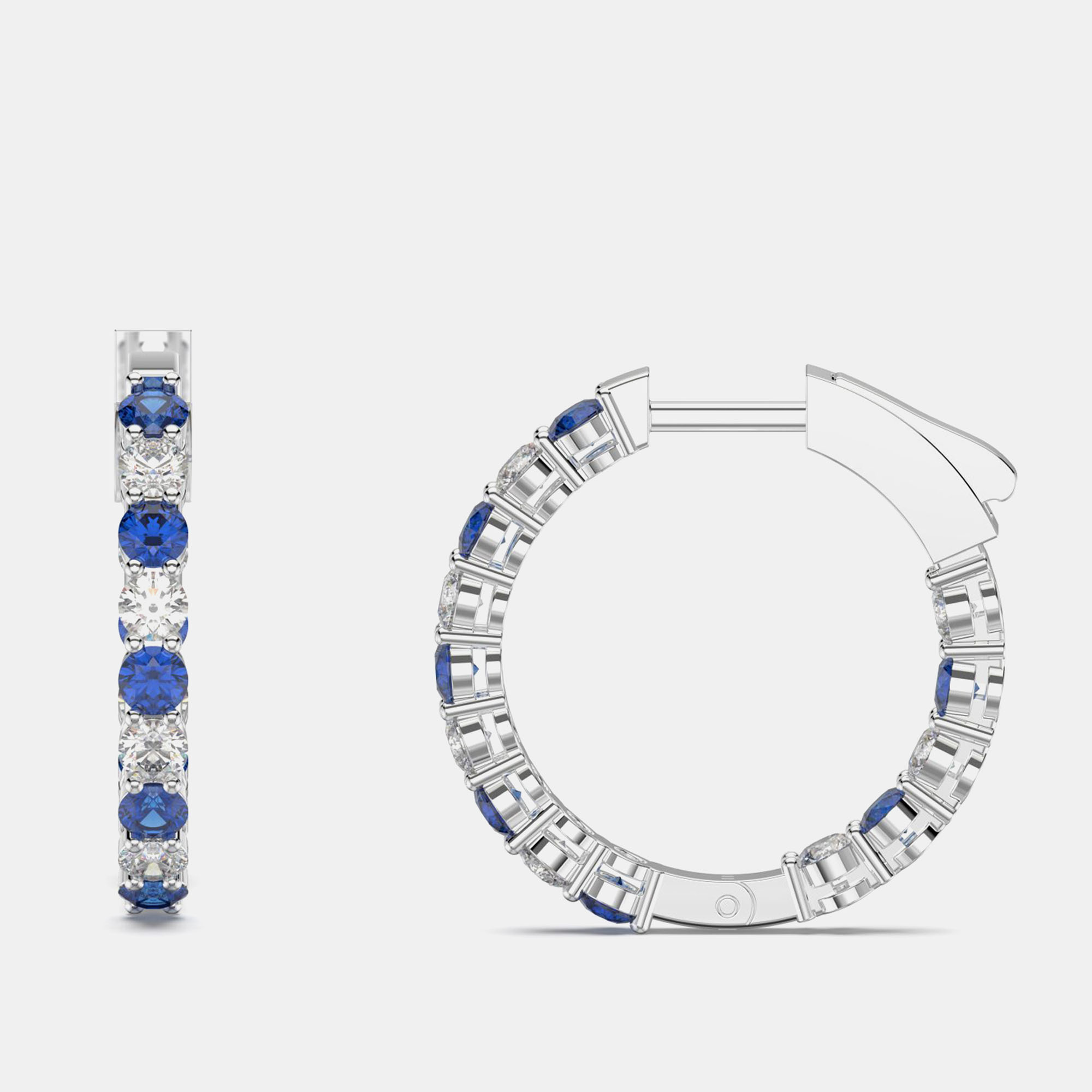 925 Sterling Silver Hoop Color & Lab Grown Diamond Earrings 