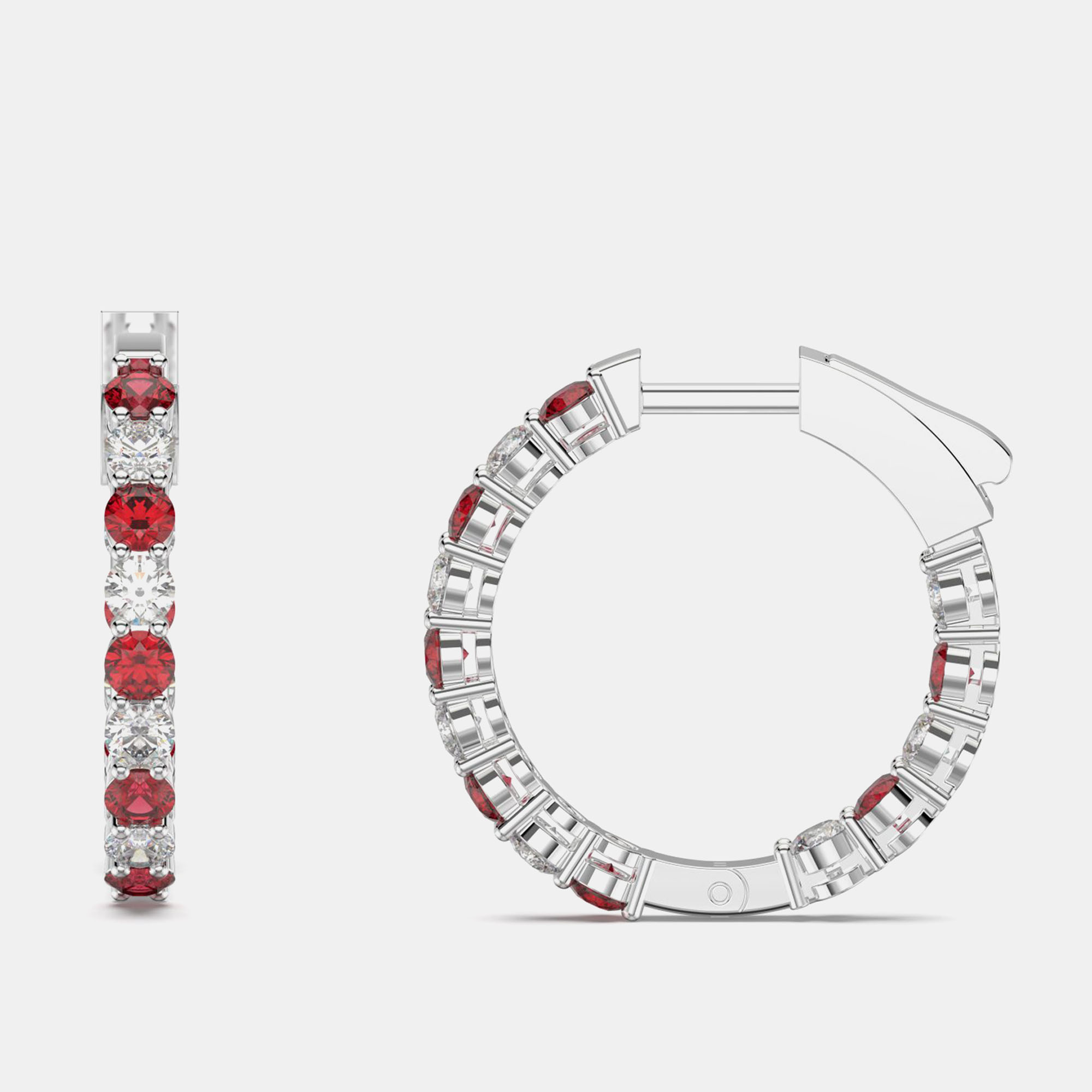 925 Sterling Silver Hoop Color & Lab Grown Diamond Earrings 