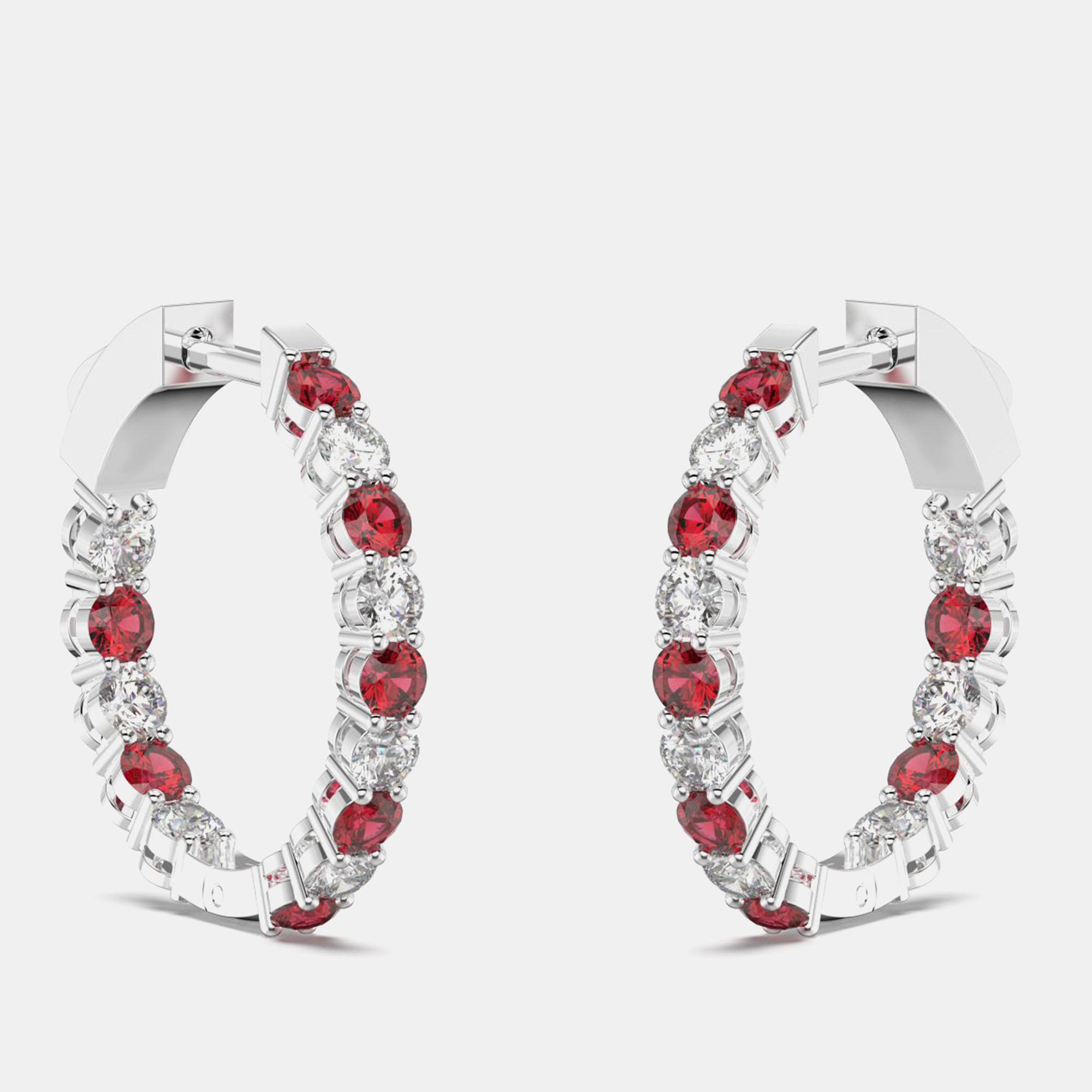 

925 Sterling Silver Hoop Color & Lab Grown Diamond Earrings