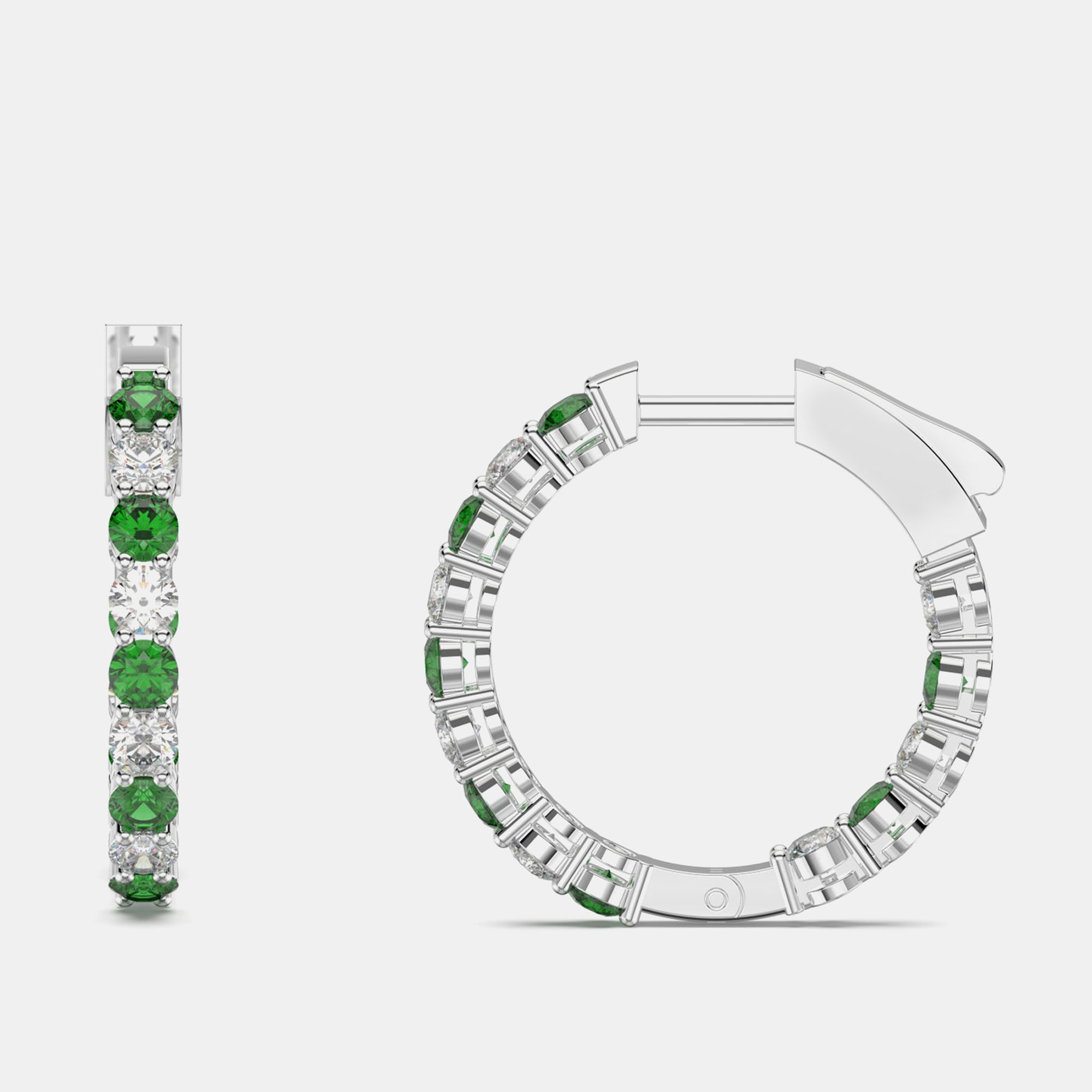 925 Sterling Silver Hoop Color & Lab Grown Diamond Earrings 
