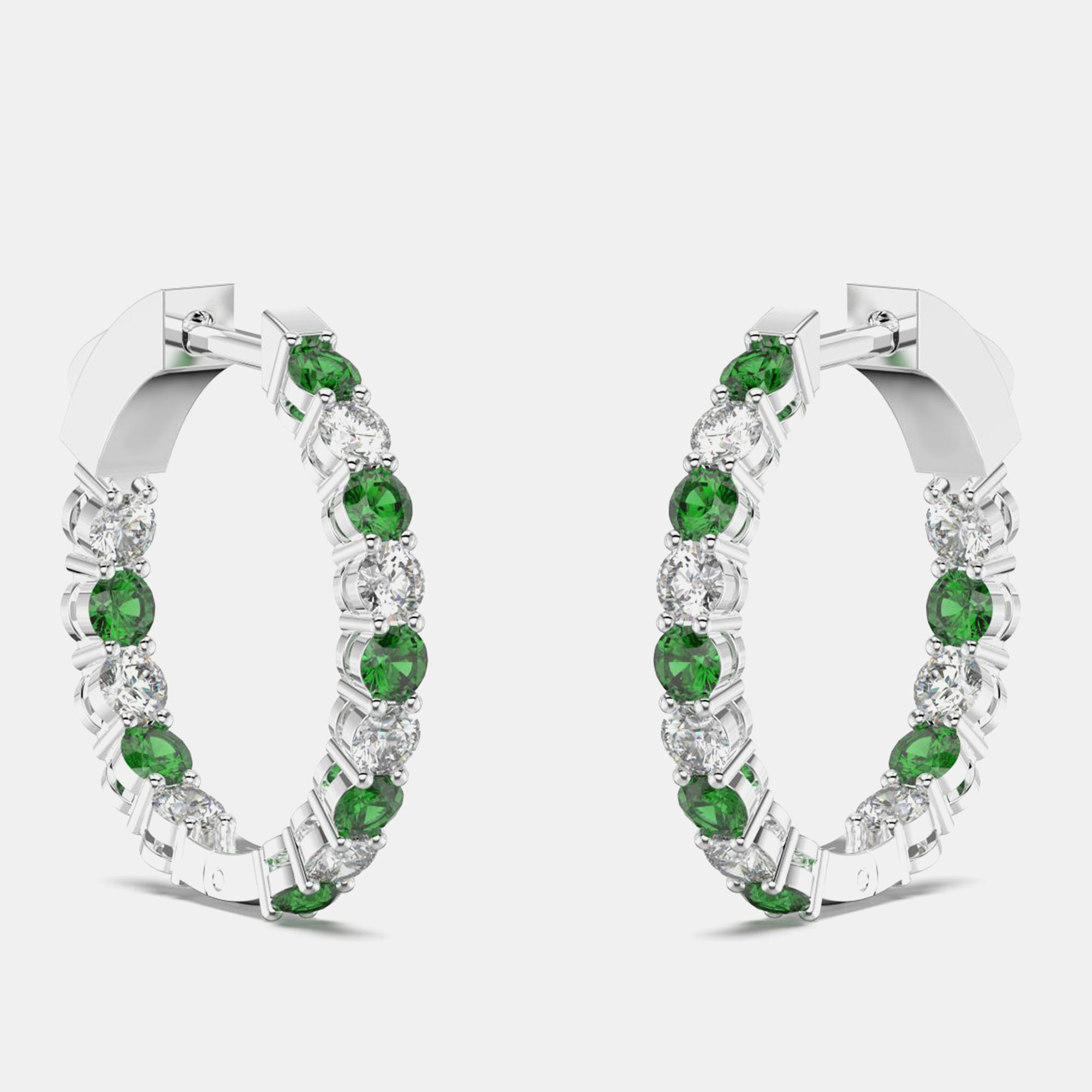 

925 Sterling Silver Hoop Color & Lab Grown Diamond Earrings