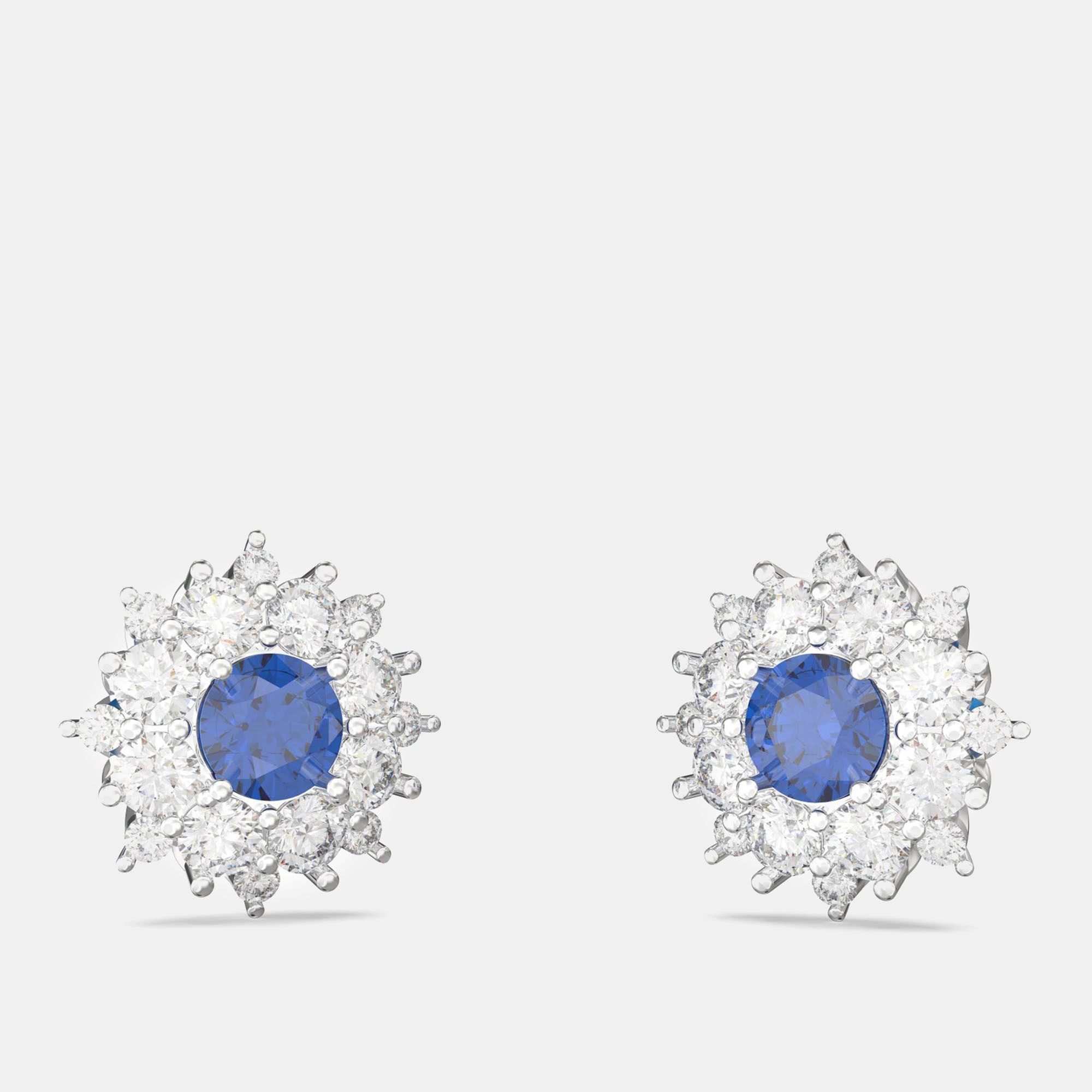 

925 Sterling Silver Flower Color & Lab Grown Diamond Stud Earrings