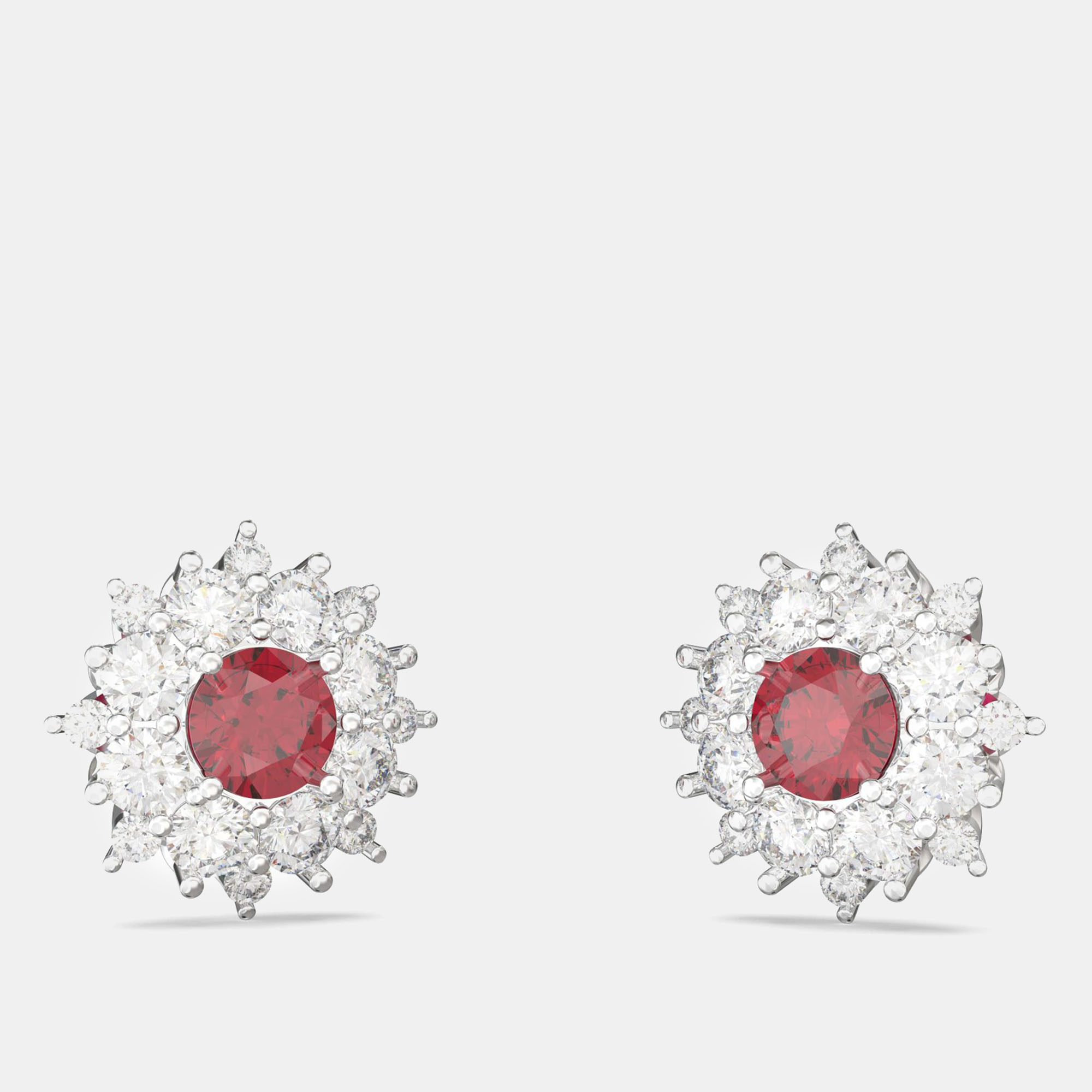 

925 Sterling Silver Flower Color & Lab Grown Diamond Stud Earrings