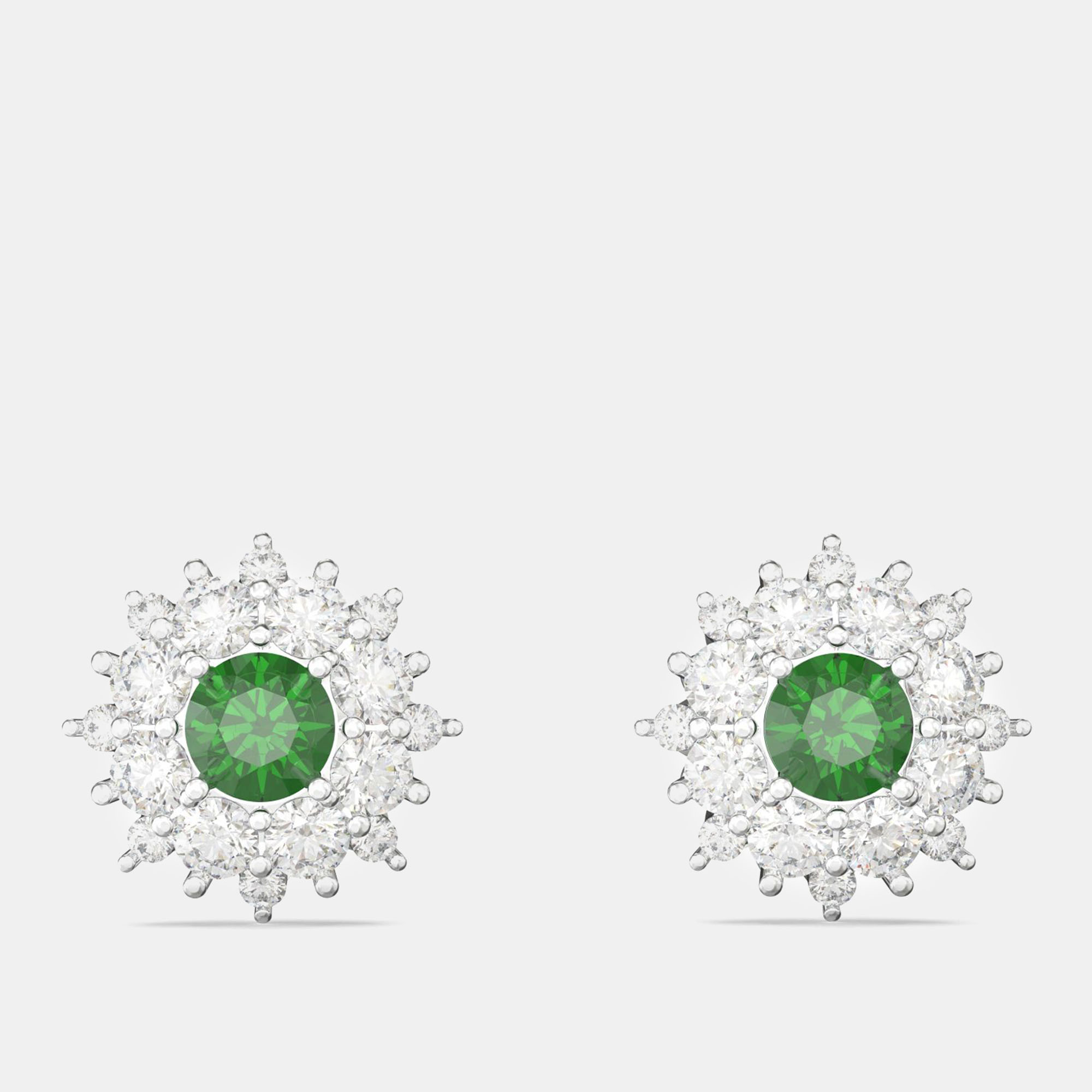 

925 Sterling Silver Flower Color & Lab Grown Diamond Stud Earrings