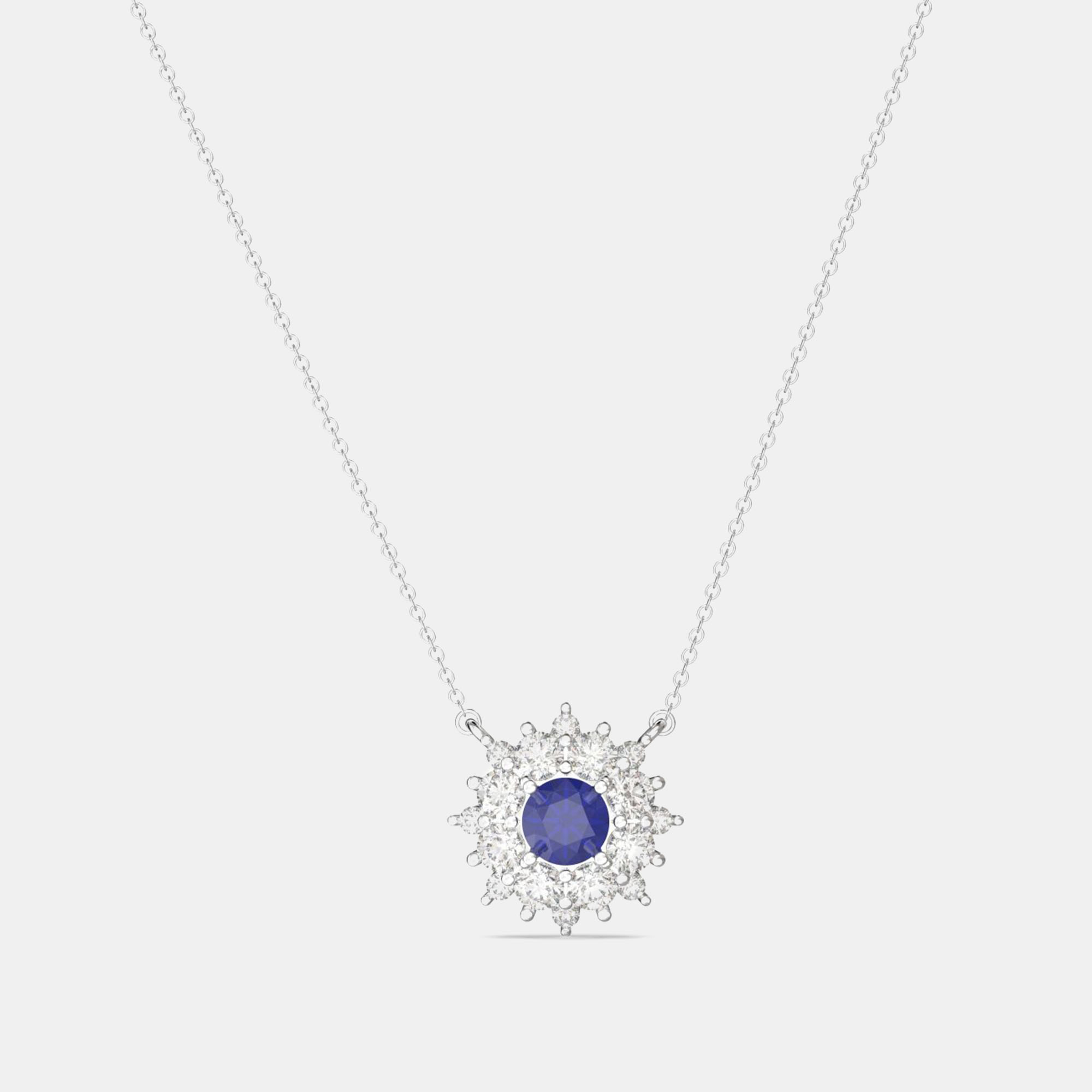 

925 Sterling Silver Flower Color & Lab Grown Diamond Pendant