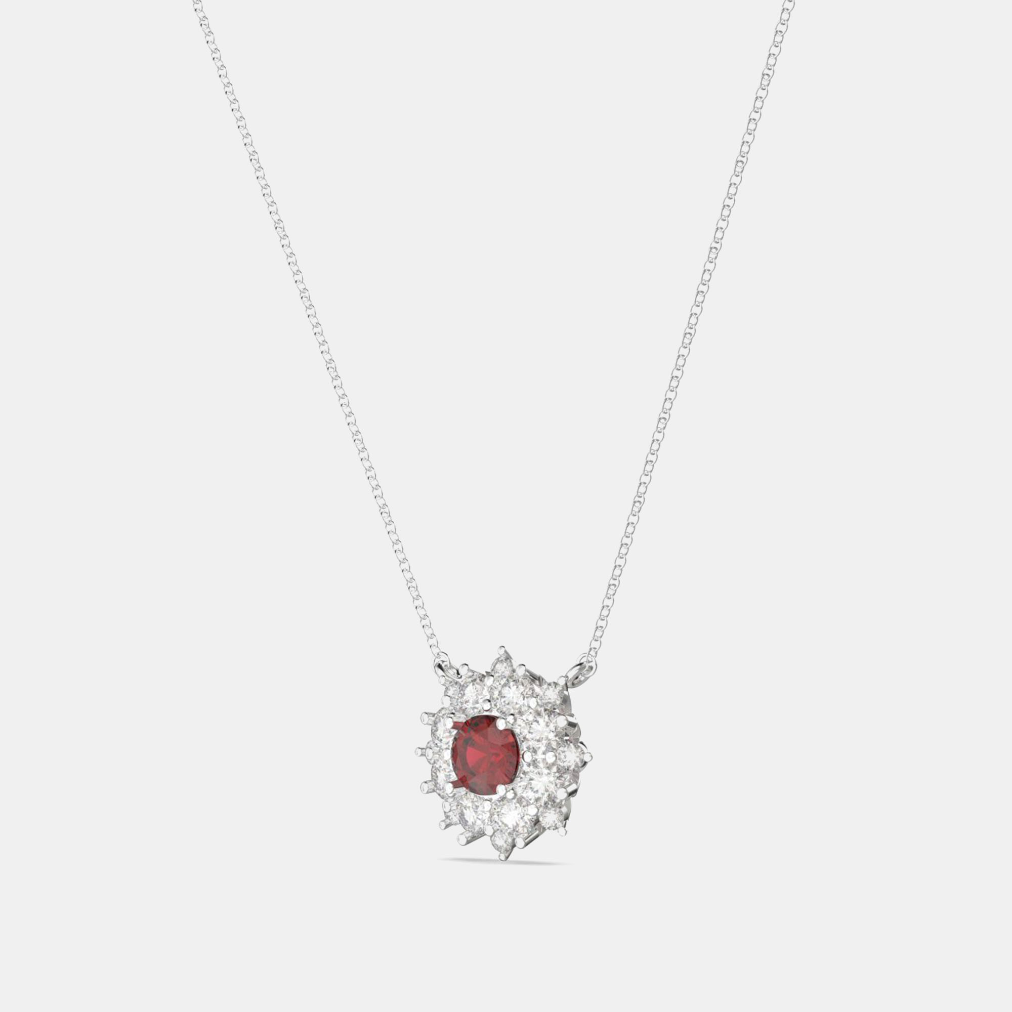 925 Sterling Silver Flower Color & Lab Grown Diamond Pendant 